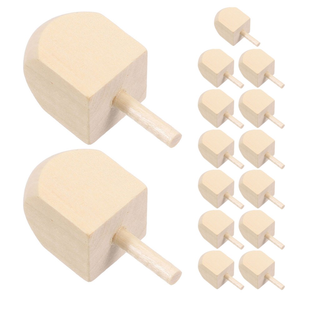 15 Pcs Traditional Spinning Tops Wood Dreidel Chanukah Craft Dreidels
