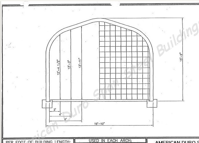 20x30x16 Engineered Steel Building Kit | DuroSPAN Clear-Span Arch Open DIY Ends