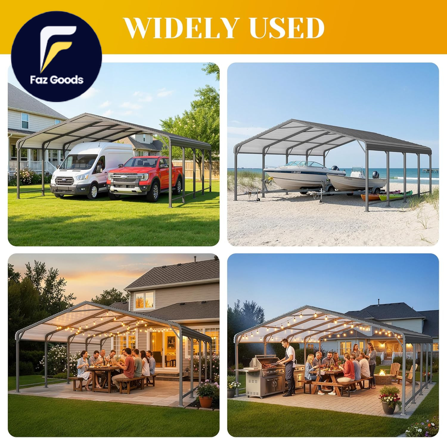 20′ X 20′ Metal Carport with Updated Roof & Enhanced Base Heavy Duty Canopy