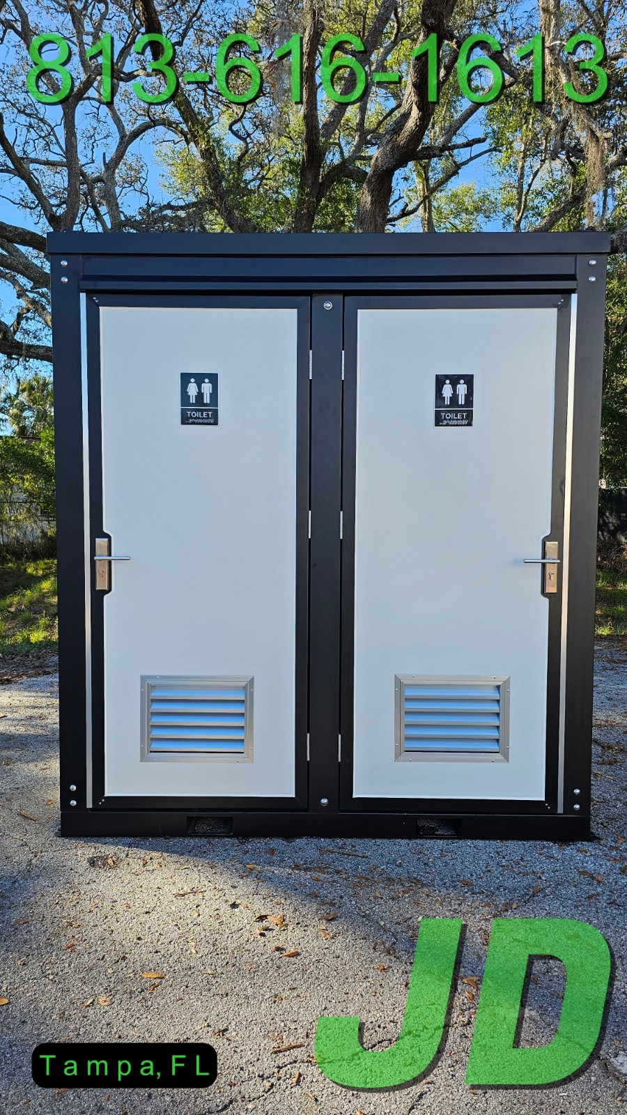 Premium All Steel Frame HD Portable Bathroom Restroom Double Stall Toilet New