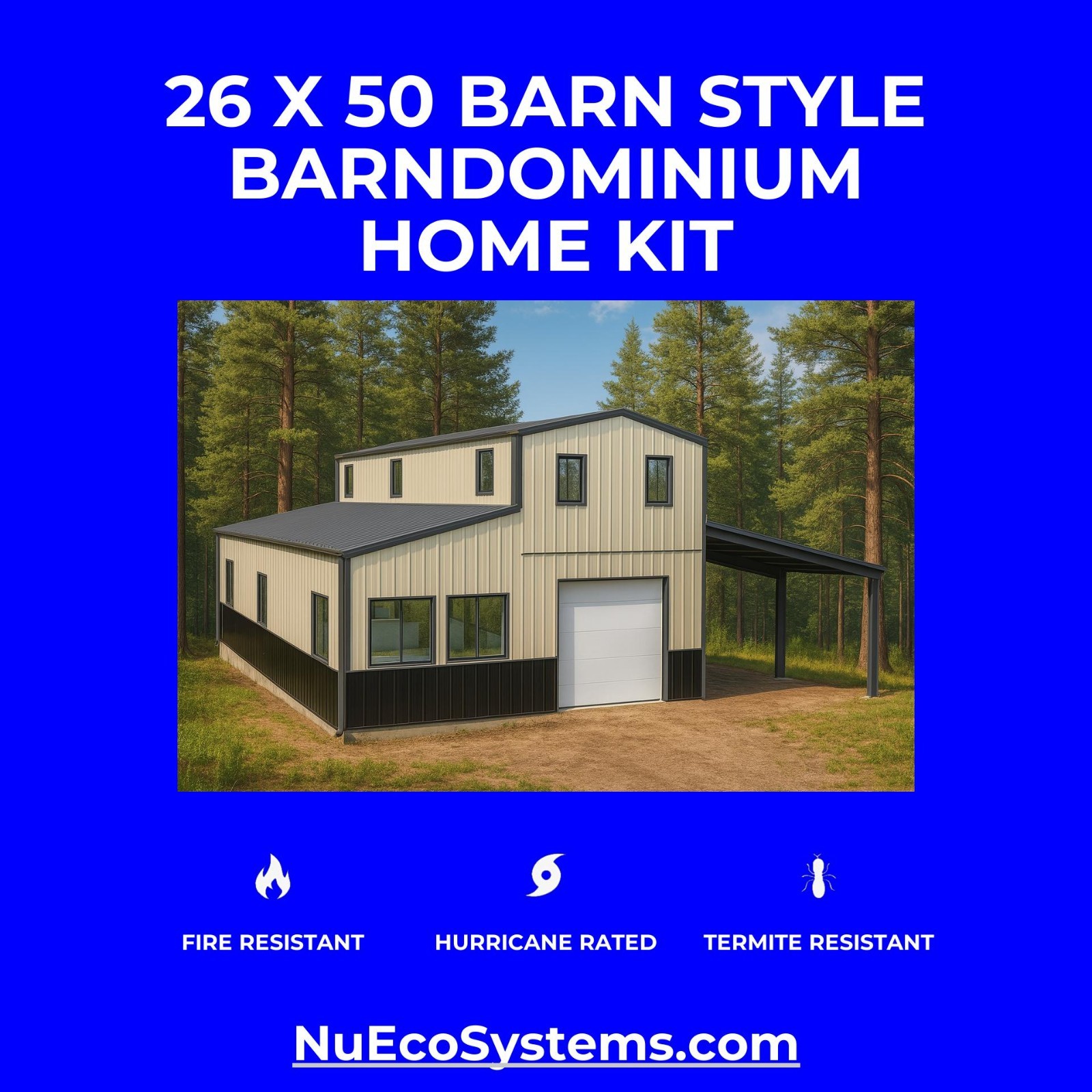 30 X 40 HURRICANE RATED Gable Tall Galvanized Steel Barndominium Kit on Piers