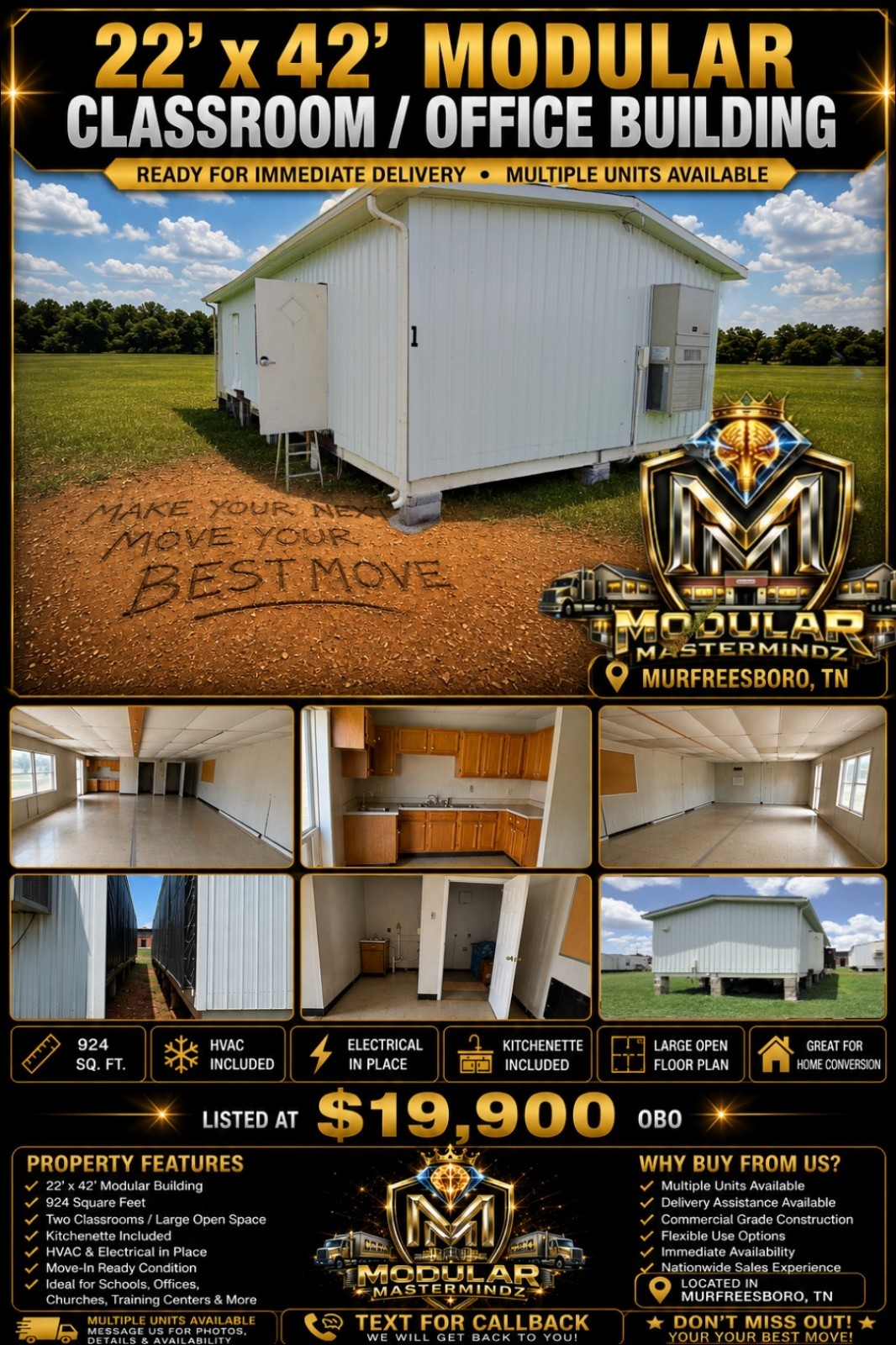 Modular Building Portable Classroom Industrial Trailer Mobile Office w/ KITCHEN