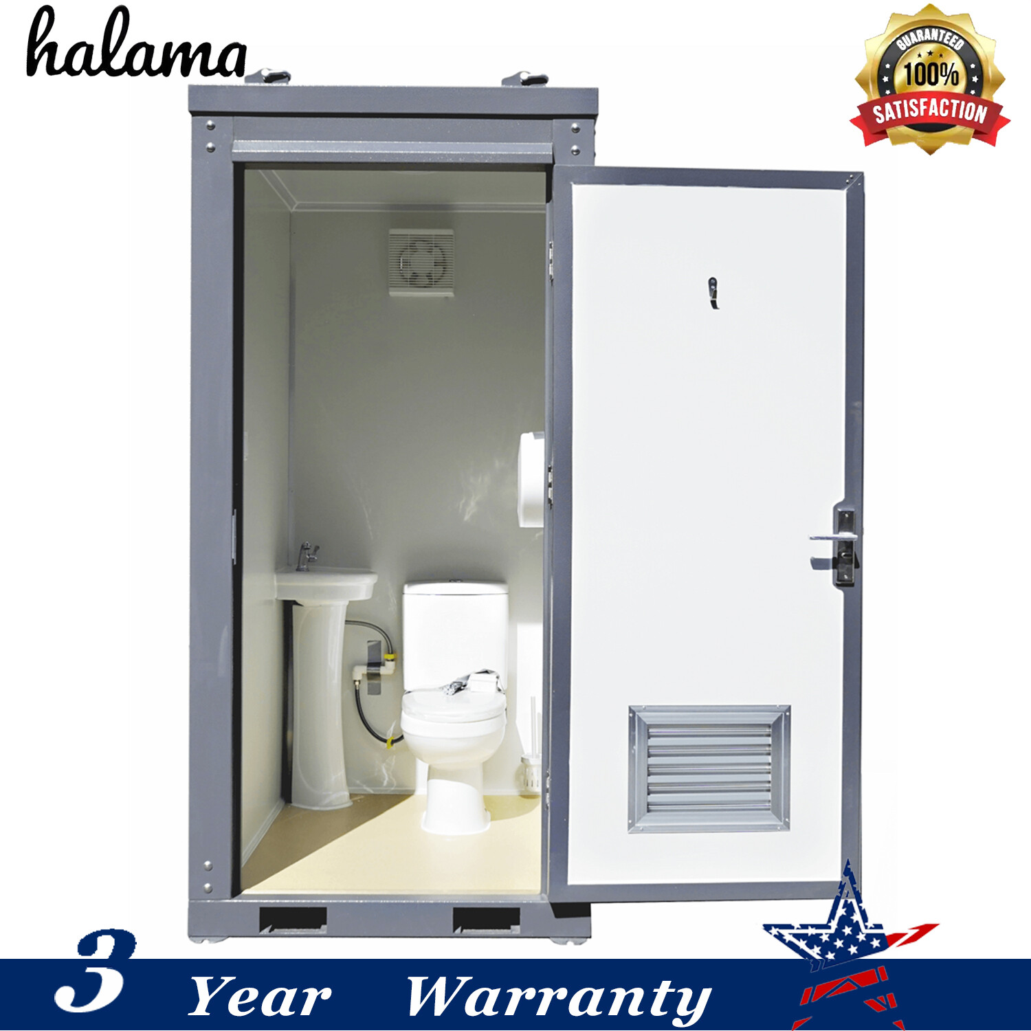Bastone Mobile Toilet Outdoor Yard Unisex Single Portable Restroom w/Sink