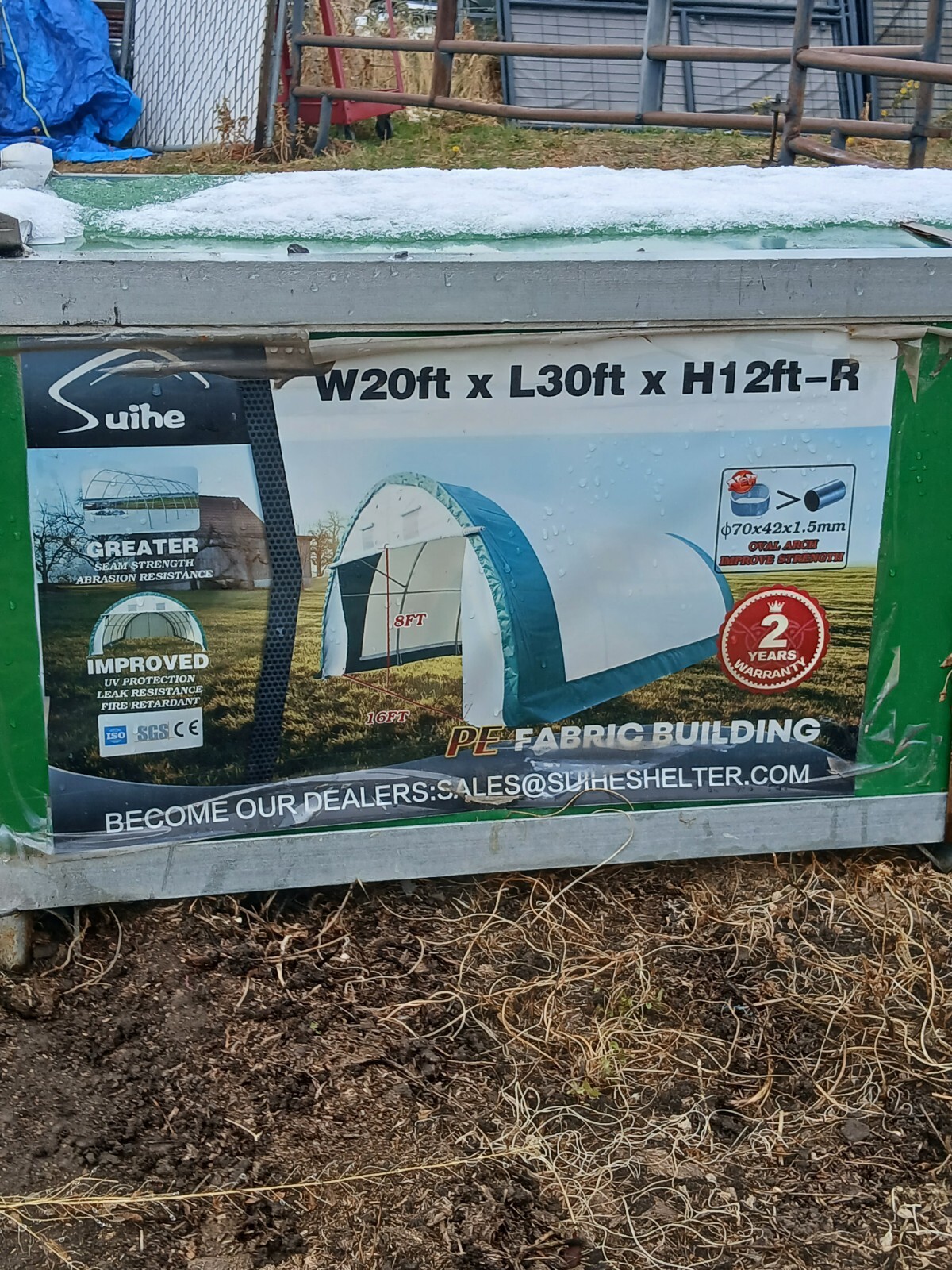 20’x30’x12′ PE Canvas Fabric Storage Shelter Hoop Building Box Kit