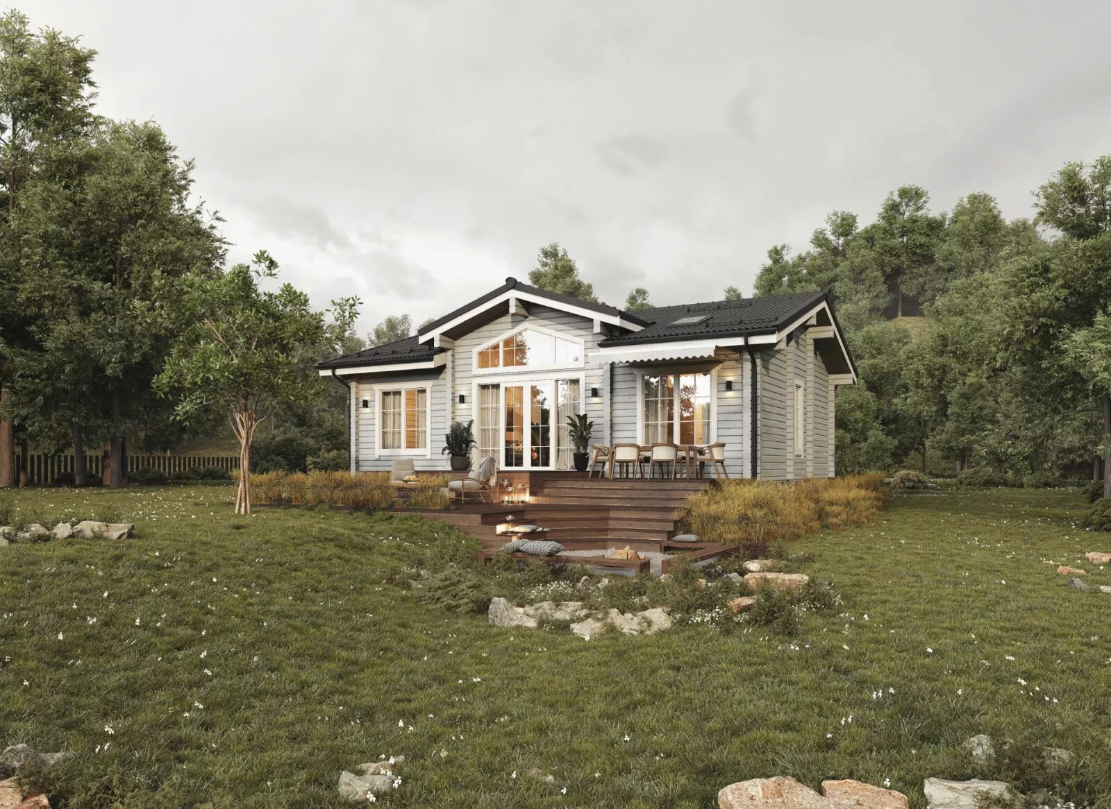 PREFAB LOG CABIN HOME KIT MODERN WOODEN 1195 ft² /111 m² – DISCOUNT CARD 3% off