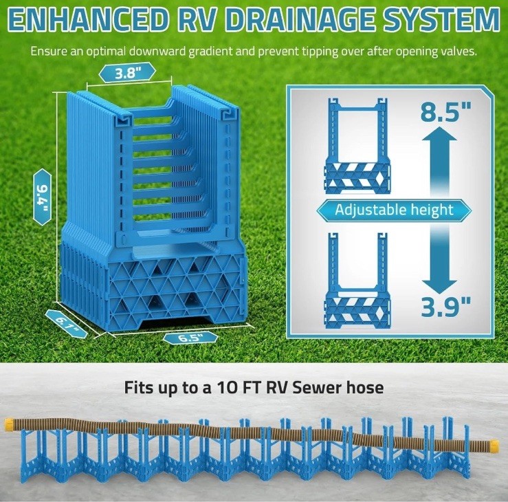 10FT RV Camper Sewer Hose Support, Ocean Blue