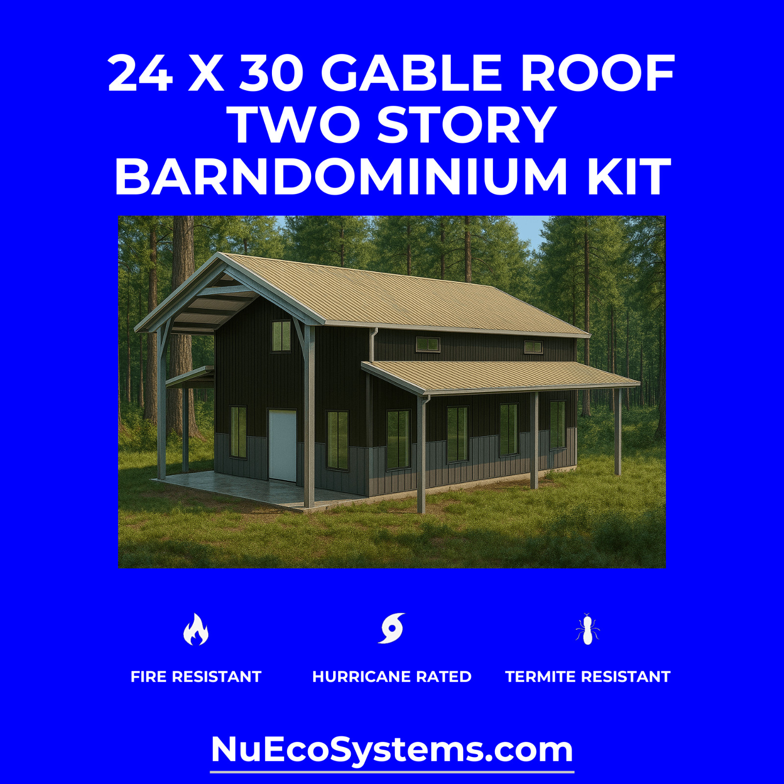 20 X 50 FLORIDA HURRICANE RATED 2 Story Leanto Galvanized Steel Barndominium Kit