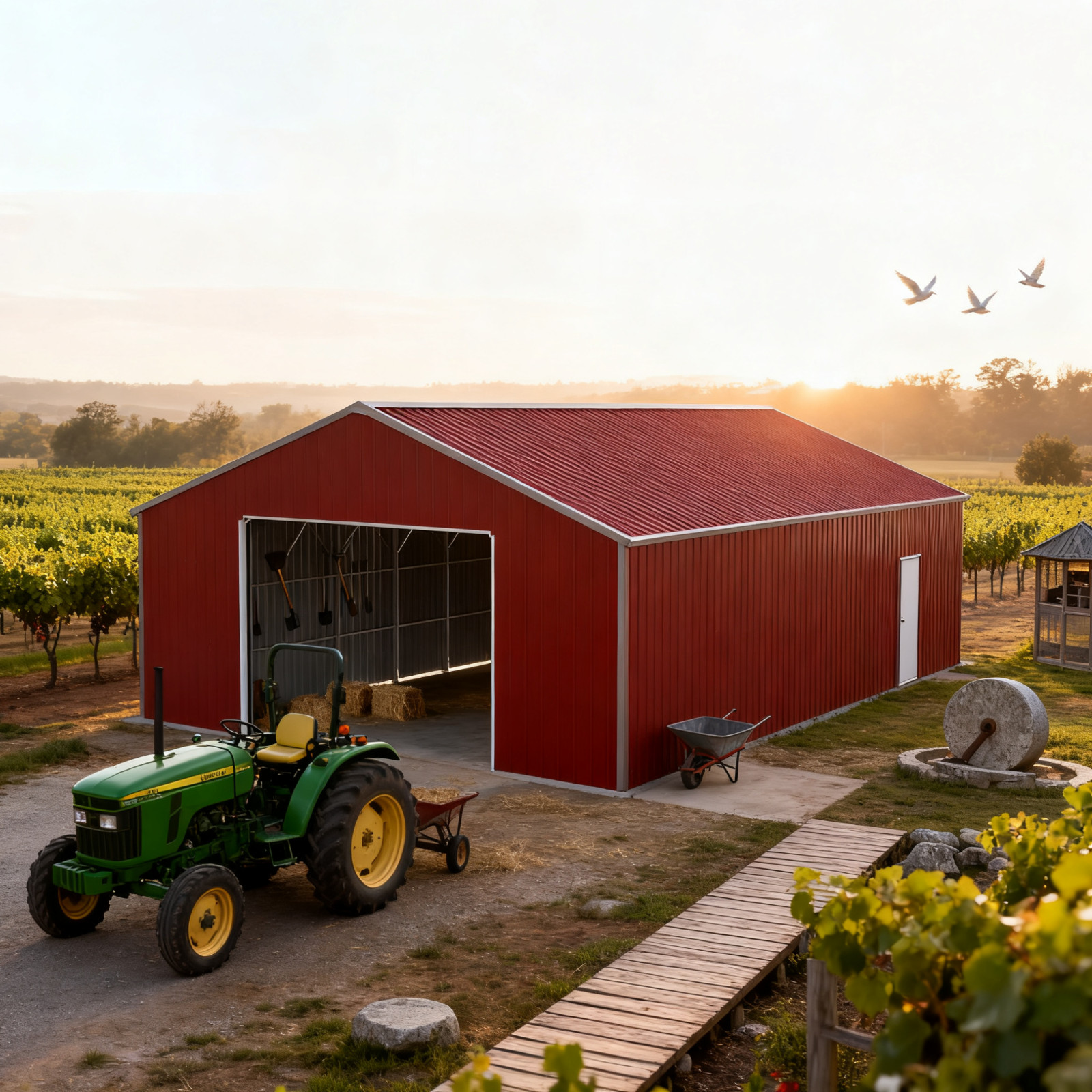 46*25*15ft Heavy Duty Reinforced Steel Farm Garage Barn Storage Shed 1150 sq.ft