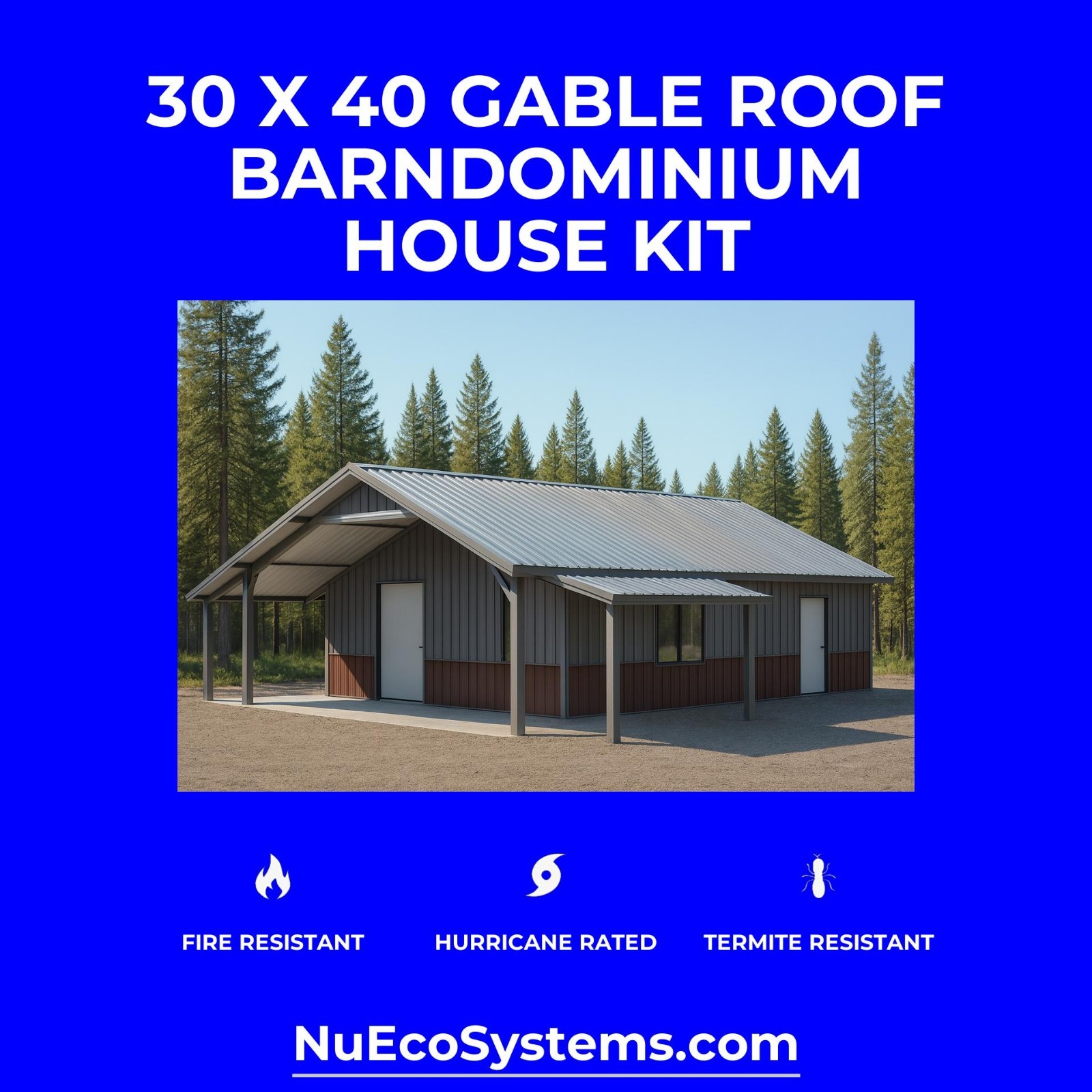 18 X 40 HURRICANE RATED 2 Story Single Slope Galvanized Steel Barndominium Kit