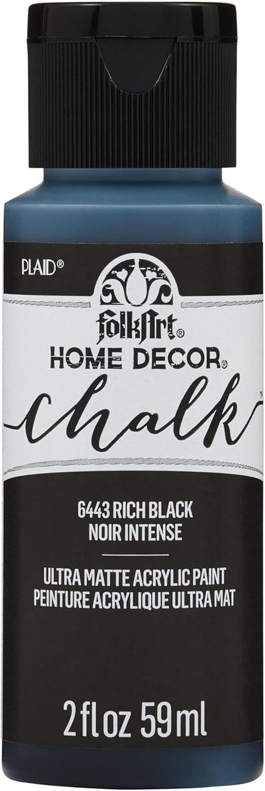 FolkArt 6443 Home Décor Chalk Furniture & Craft ,Acrylic Paint Rich Black 2oz