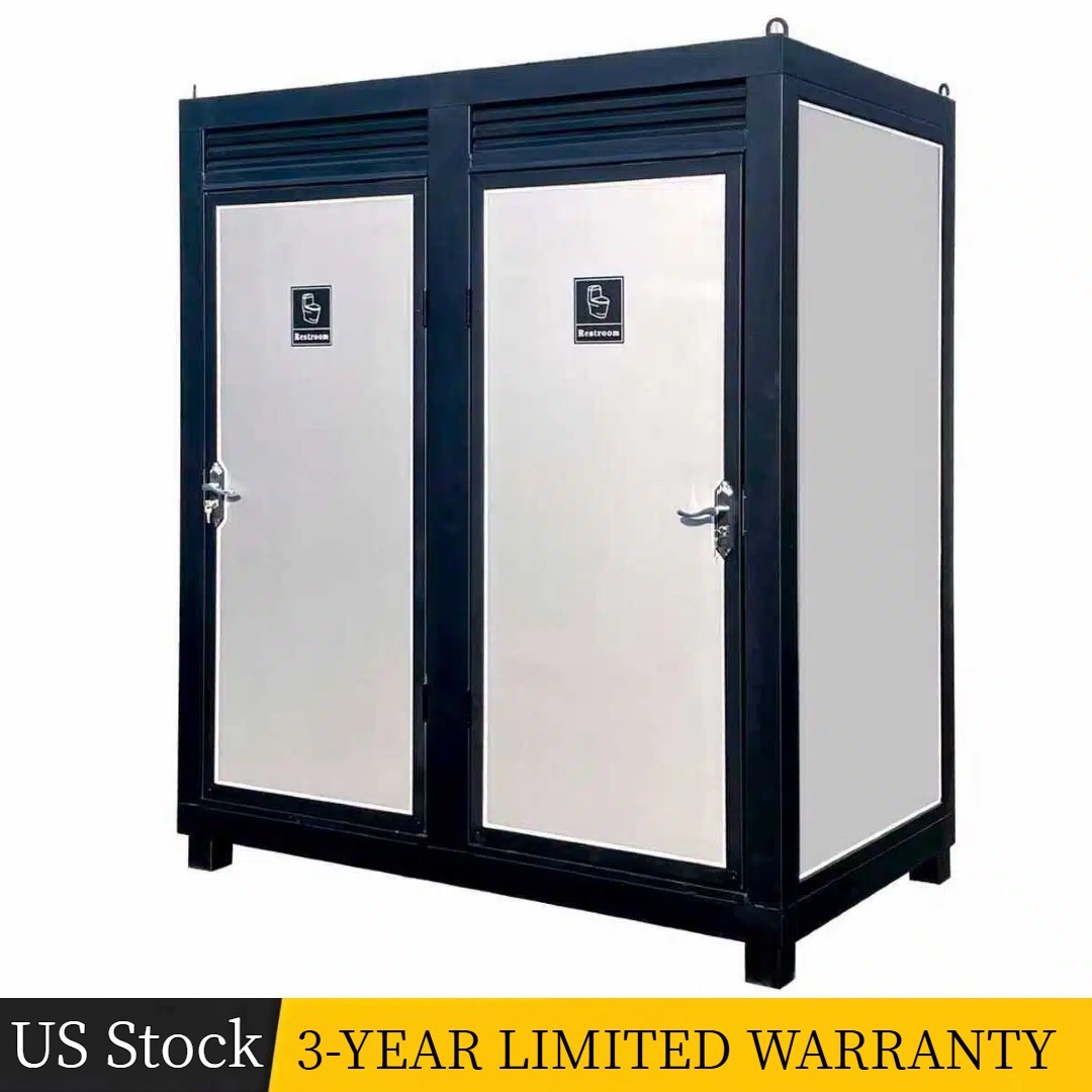 Two-Person Restroom Mobile Toilet Cabin Outdoor Restroom w/ Light Sink Vent Fan