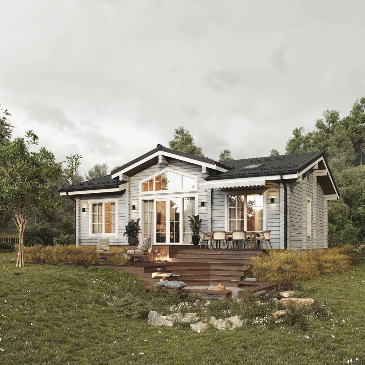 PREFAB LOG CABIN HOME KIT MODERN WOODEN 1195 ft² /111 m² – DISCOUNT CARD 3% off