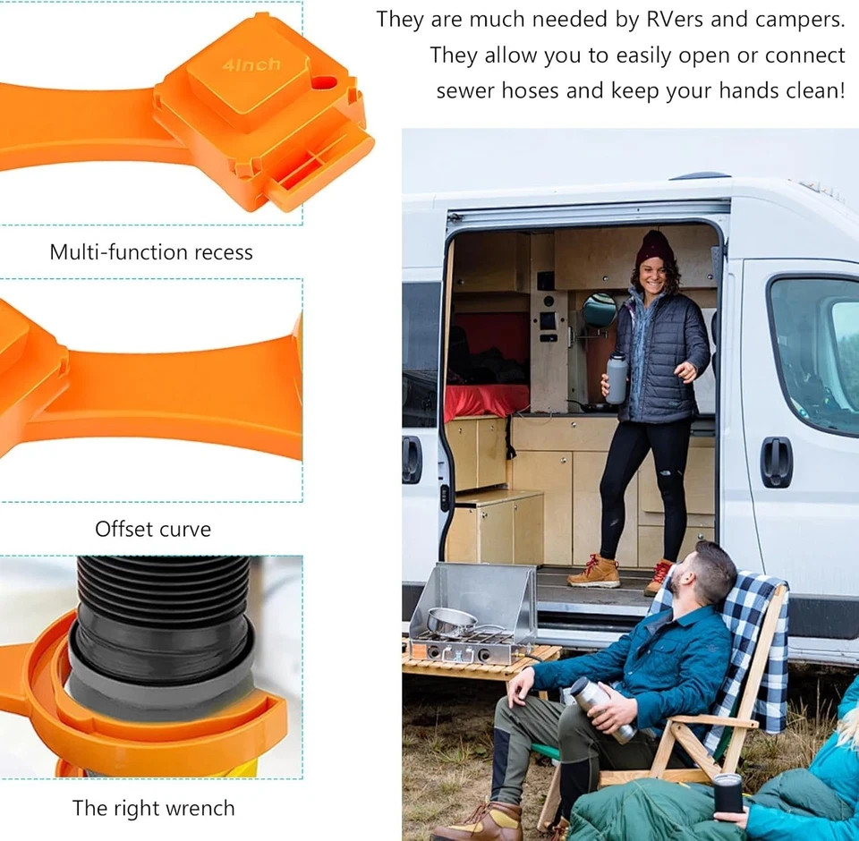2 PCS RV Sewer Hose Wrench, Multi-Purpose Camper Fitting Orange