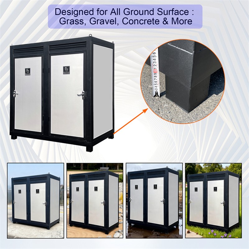 Two-Person Dual Portable Restroom Mobile Toilet Cabin w/ Sink & Toilet Outdoor