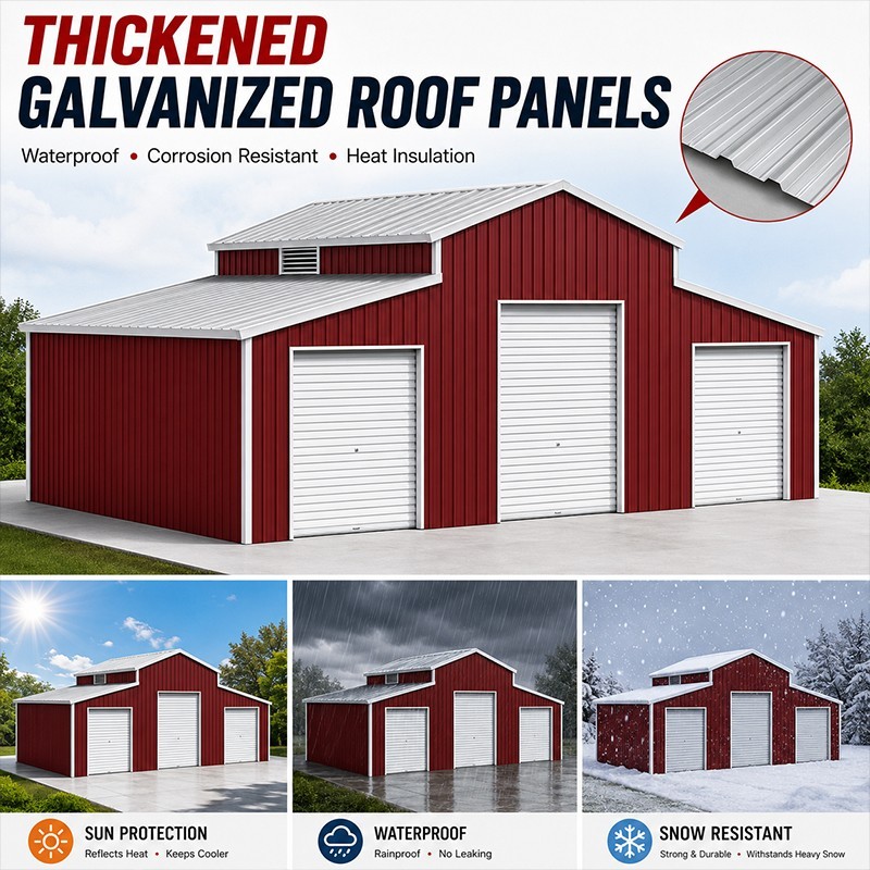 42x30x15′ Metal Car Garage Outdoor Storage Shed Galvanized Steel Barn USA Stock