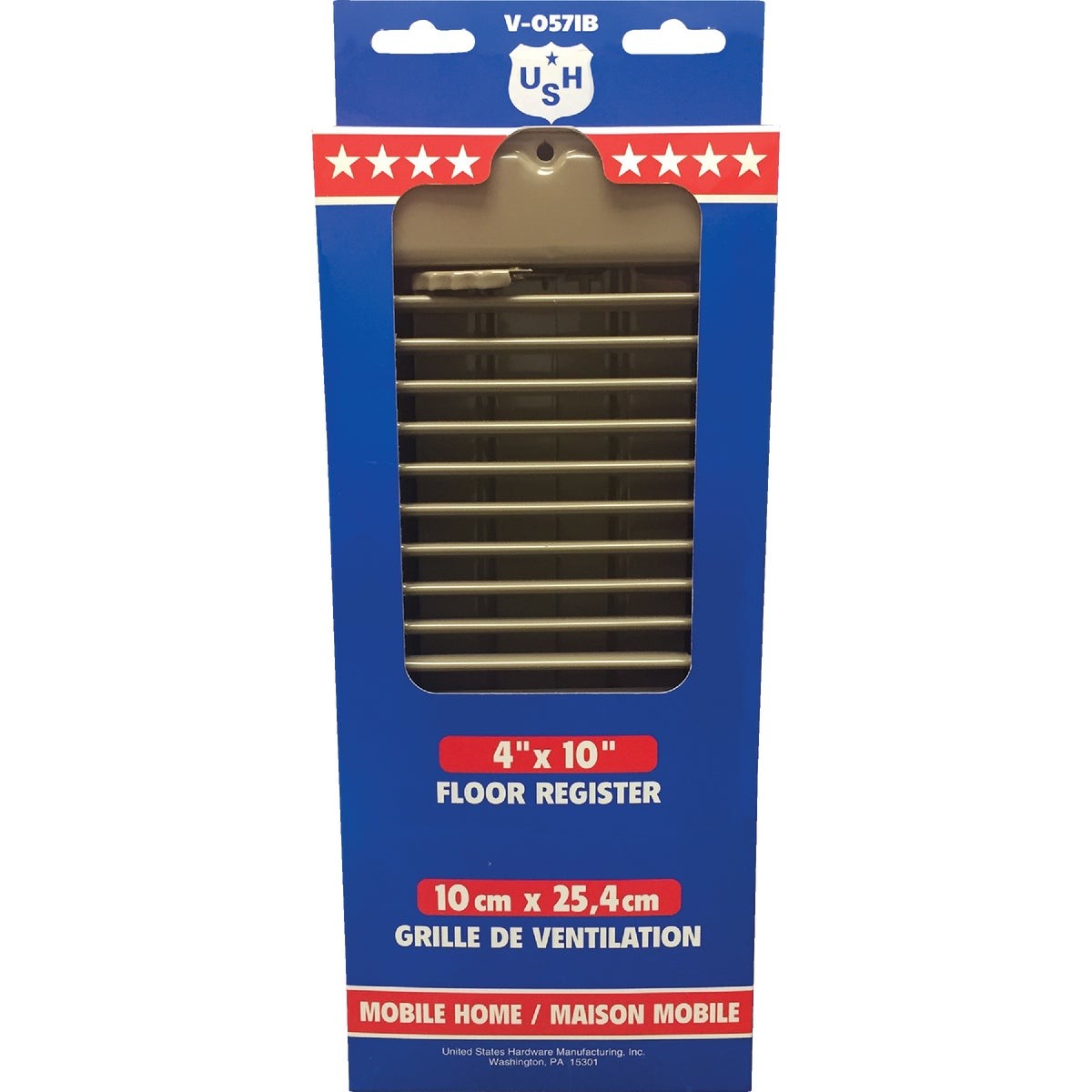 United States Hardware 4 In. x 10 In. x 1-5/16 In. Brown Steel Floor Register