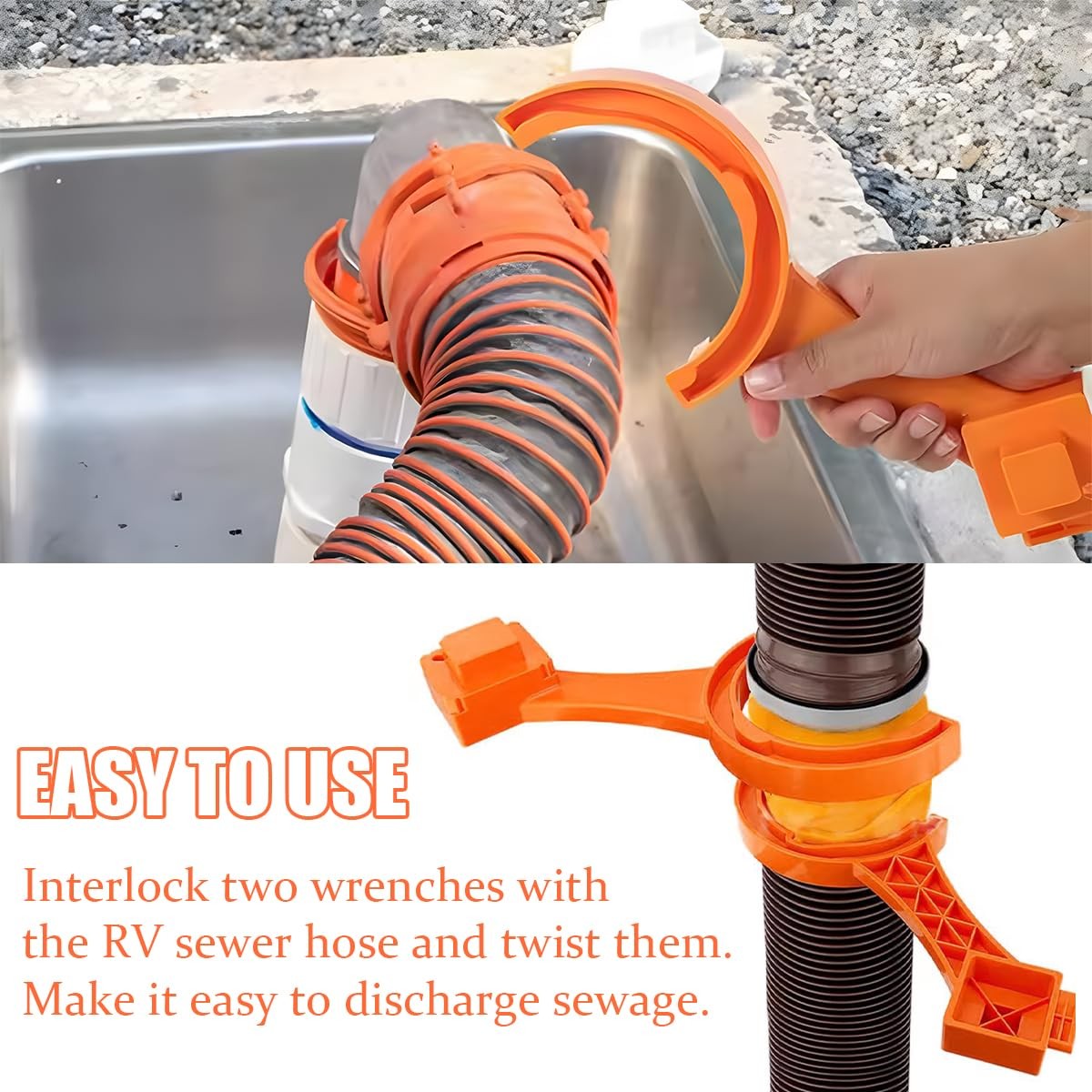 Ywdiml 2PCS RV Sewer Hose Wrench, Multi-Purpose Connector Orange