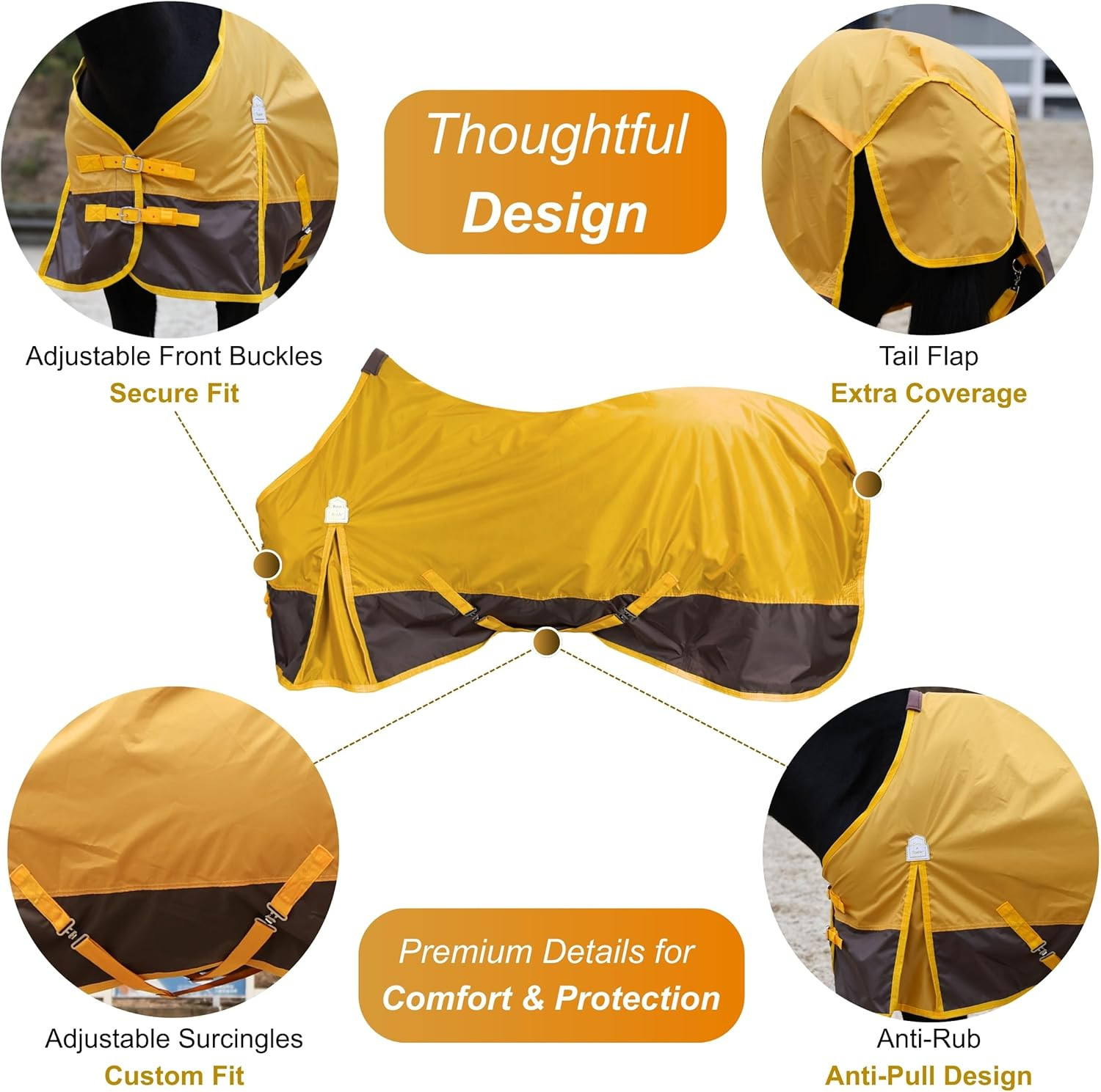 420D Ripstop Lightweight Horse Turnout Sheet, No Fill, Water-Resistant & Breatha