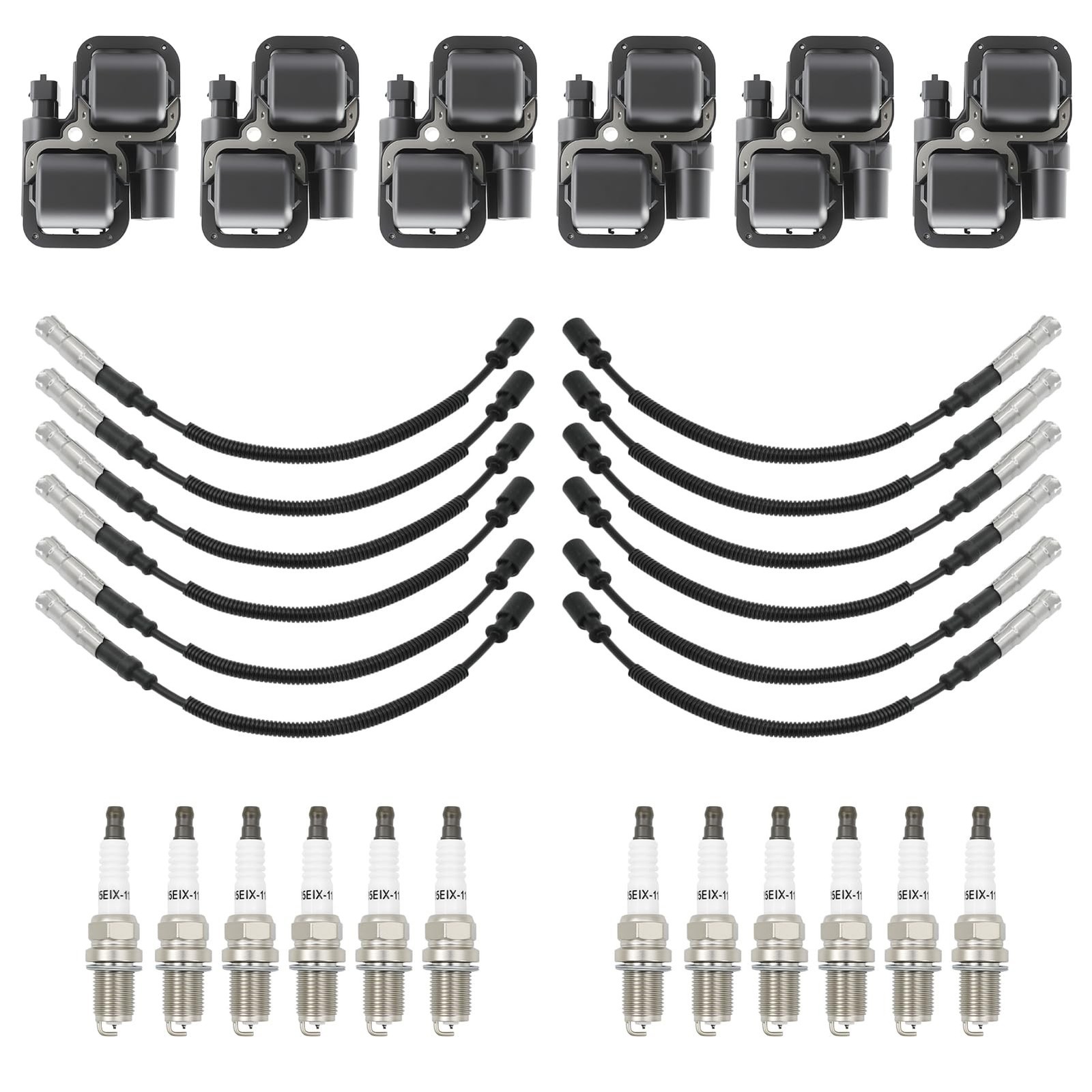 6PCS UF359 Ignition Coil with 12 Iridium Spark Plug and Wire Set | Compatible…