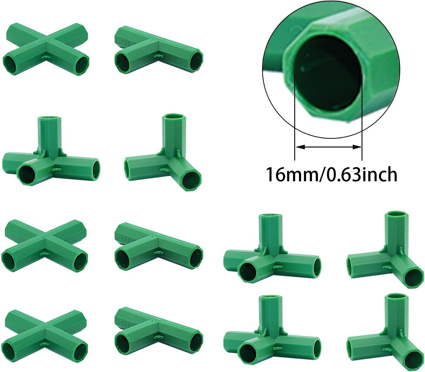 16PCS 16MM Heavy Duty Greenhouse Frame Connectors for Trellis and Gardening