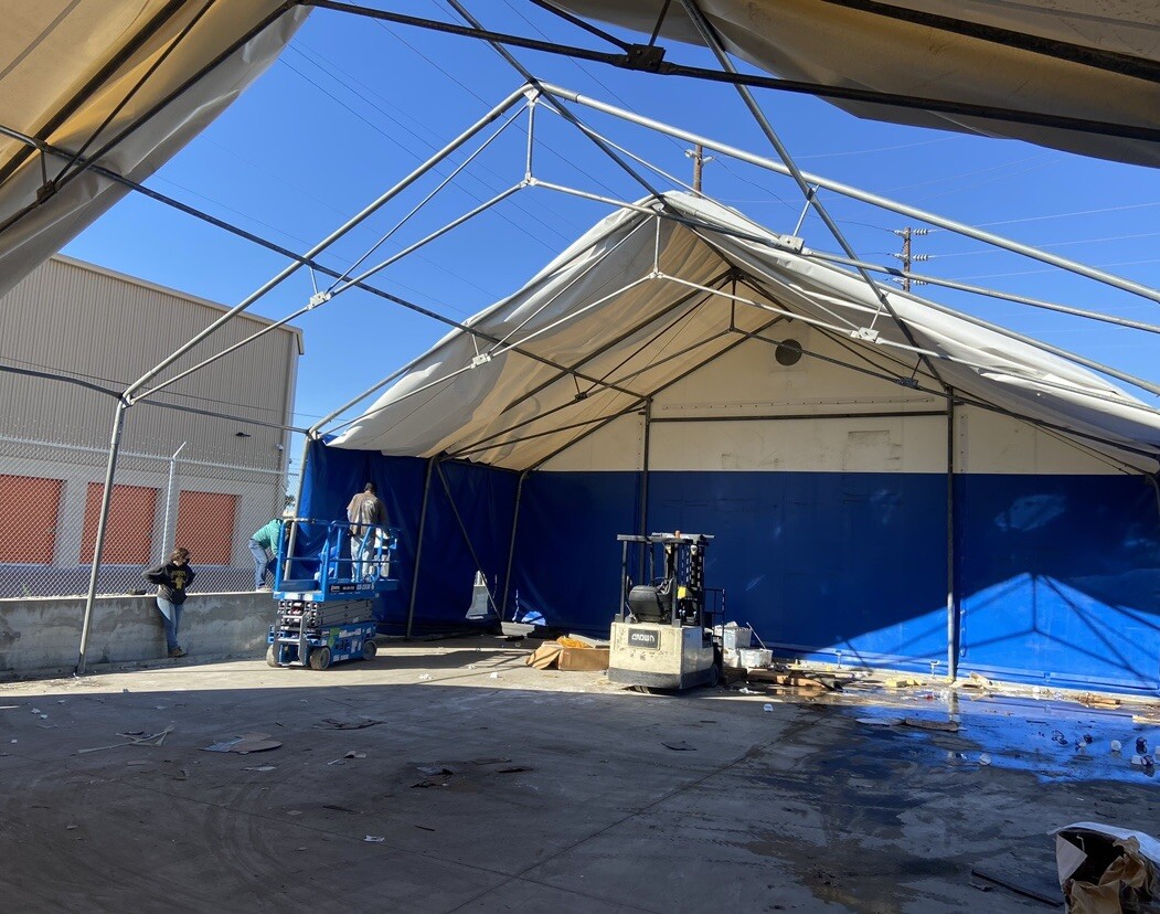 40 ft x 60 ft. Used Industrial shelter. THA Rubb Shelter HD galvanized Frame.