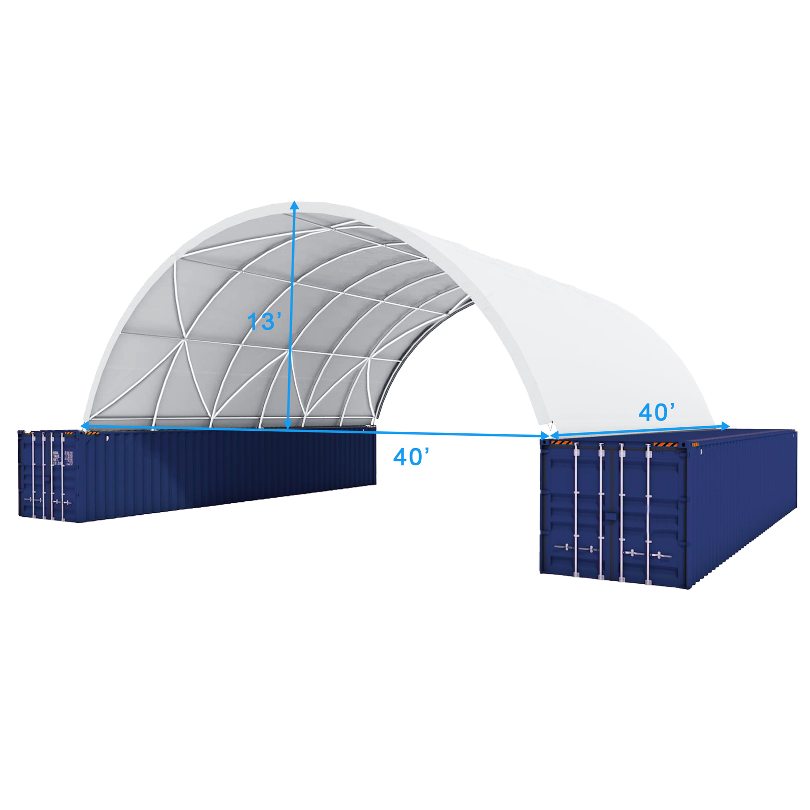 40’x40’x13′ PE Canvas Fabric Building Shipping Container Canopy Shelter 11 Oz