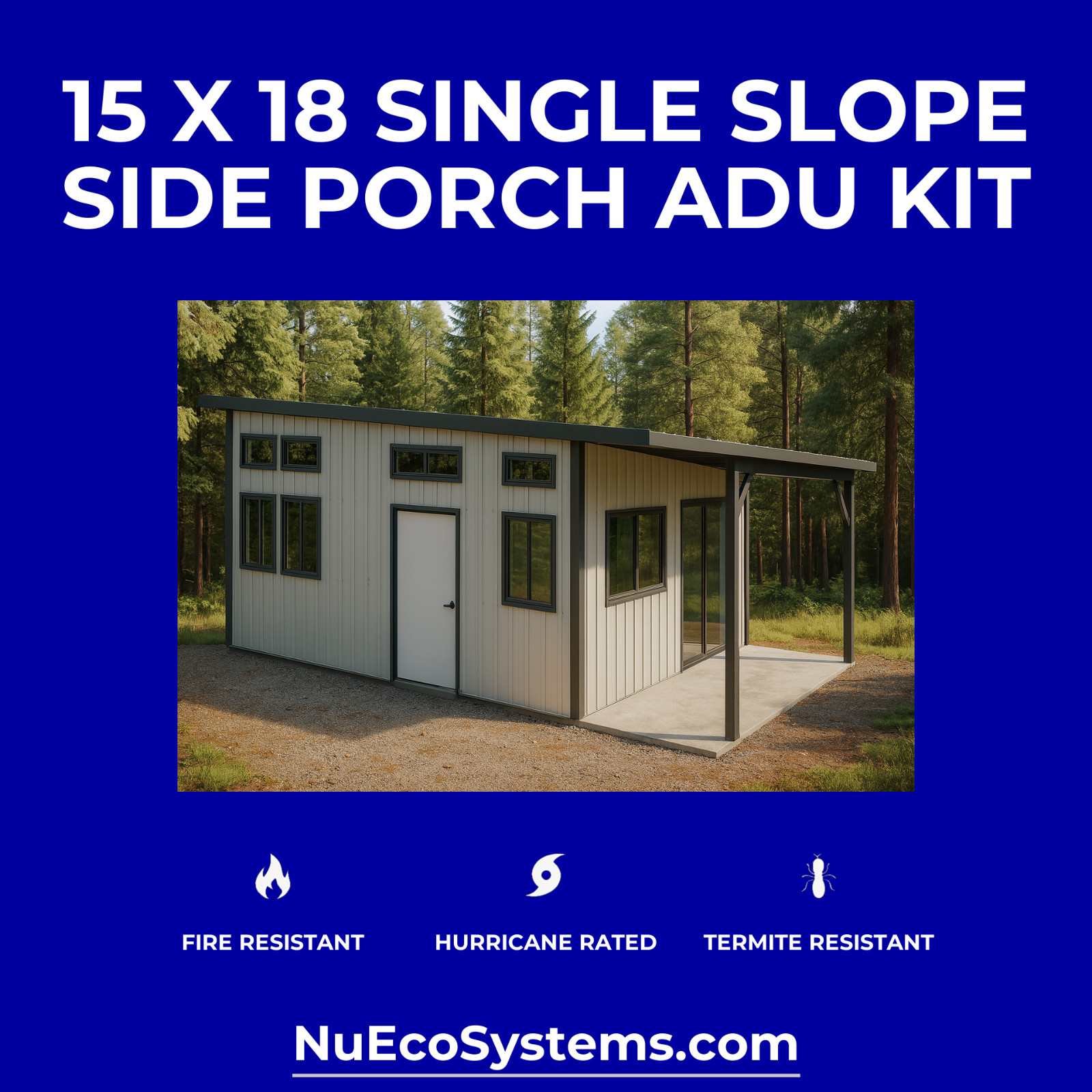 U.S. Made Steel Backyard Office Granny Flat Tiny Home Kit with Patio