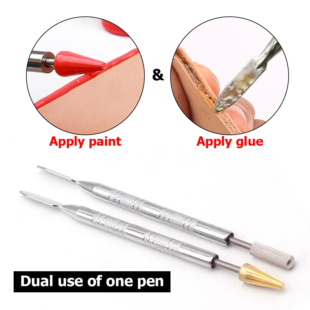 Dual Head Leather Edge Dye Pen Applicator Speedy Paint Roller DIY Craft Tool