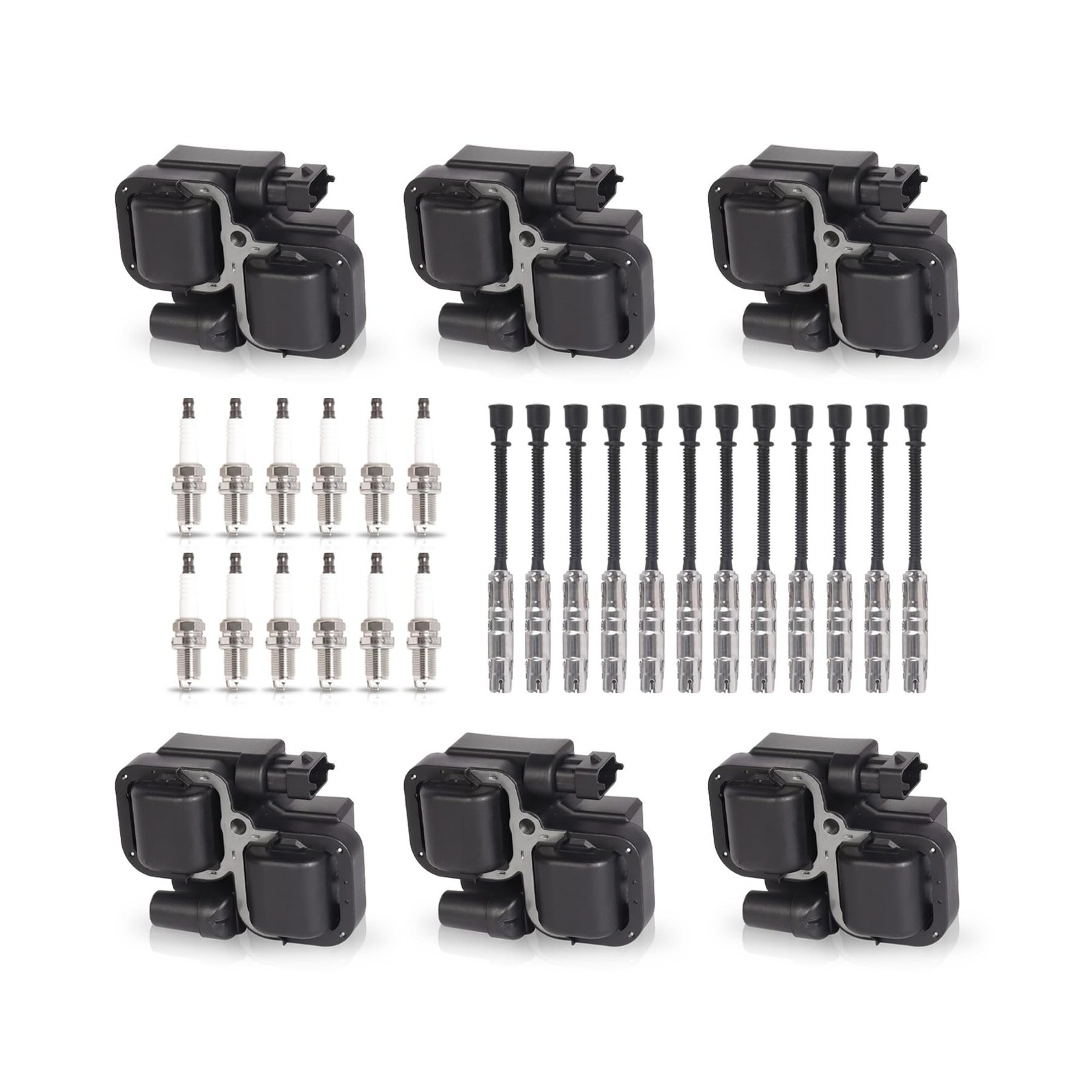 ENA Set of 6 Ignition Coil with 12 Iridium Spark Plug and Wire Set Compatible…