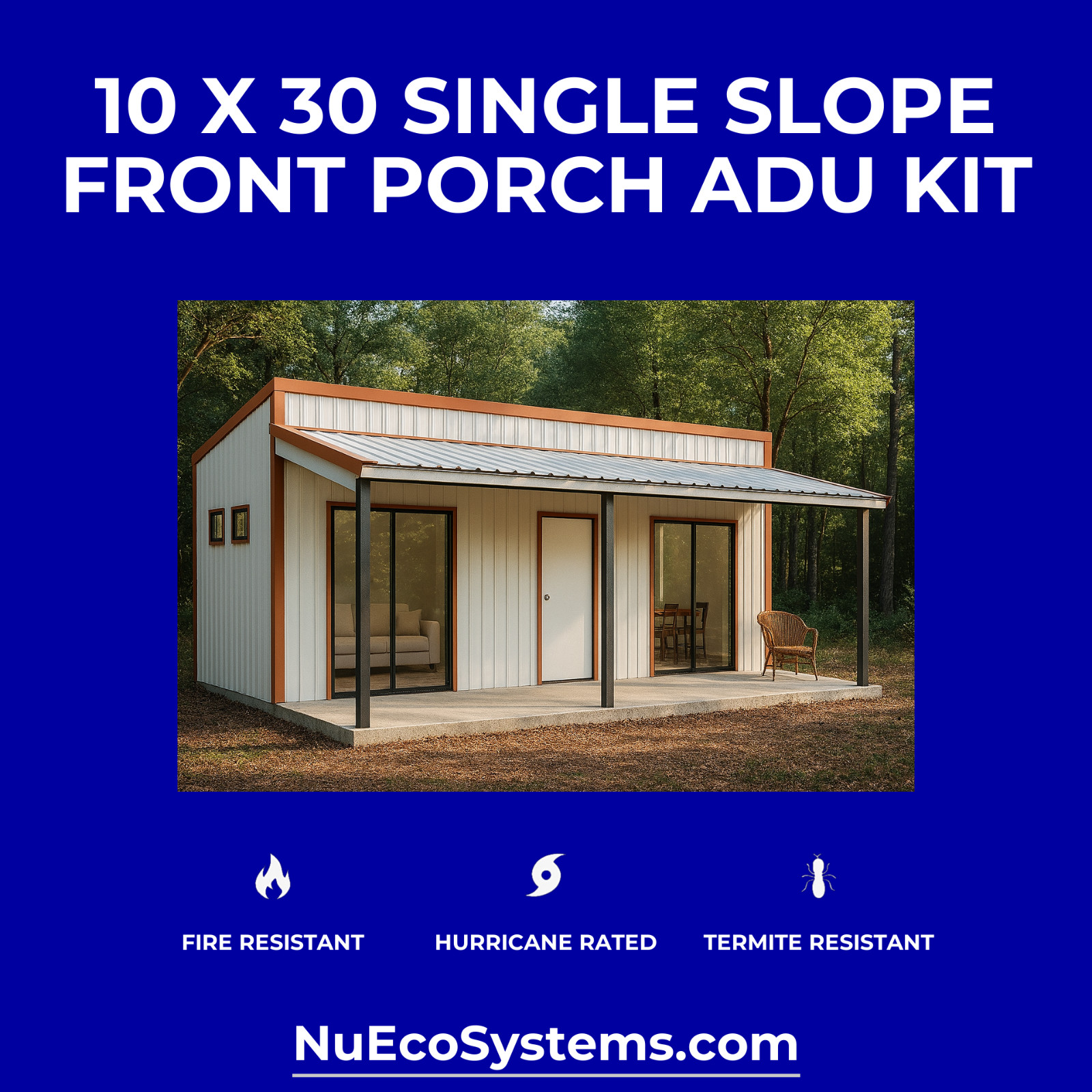 U.S. Made Steel Backyard Office Granny Flat Tiny Home Kit with Patio