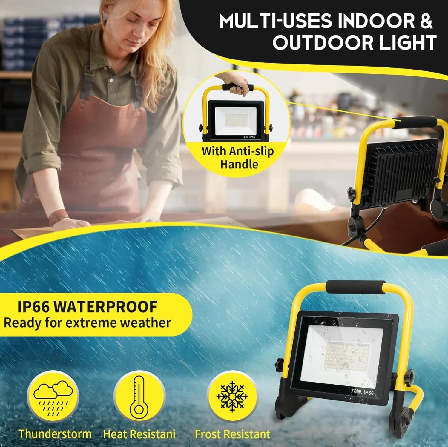 10000LM LED Work Light Portable 5FT Cord IP66 Waterproof Flood Light Outdoor New