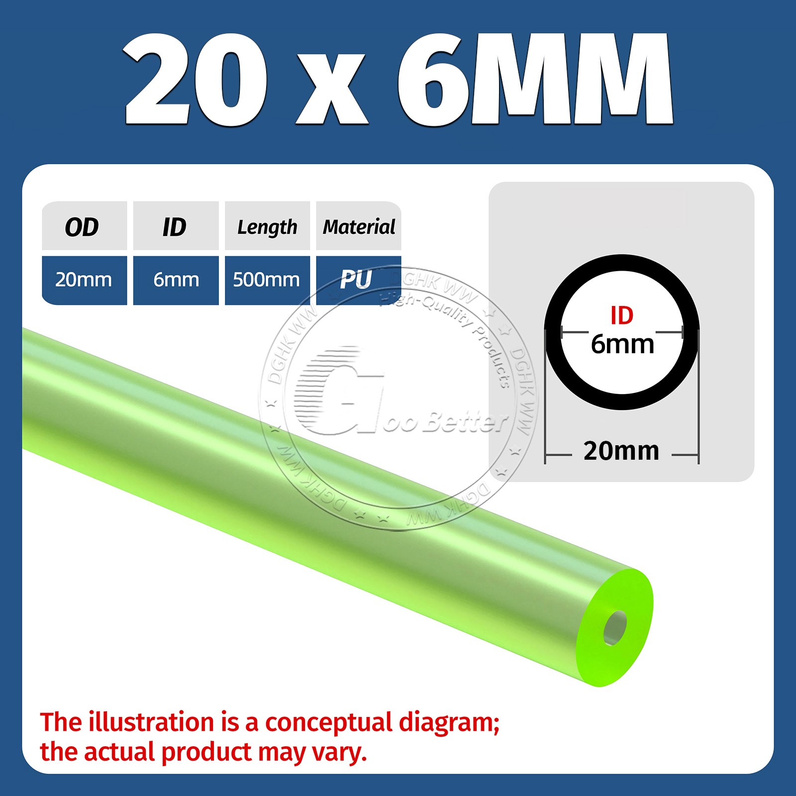 PU Polyurethane Hollow Round Rod Bar Stick Length 500mm Elastic Shock Absorber