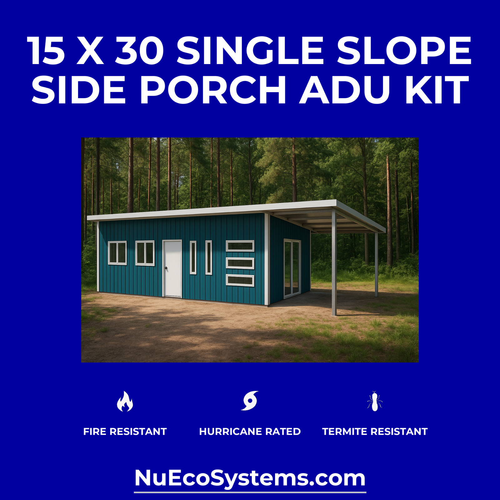 U.S. Made Steel Backyard Office Granny Flat Tiny Home Kit with Patio