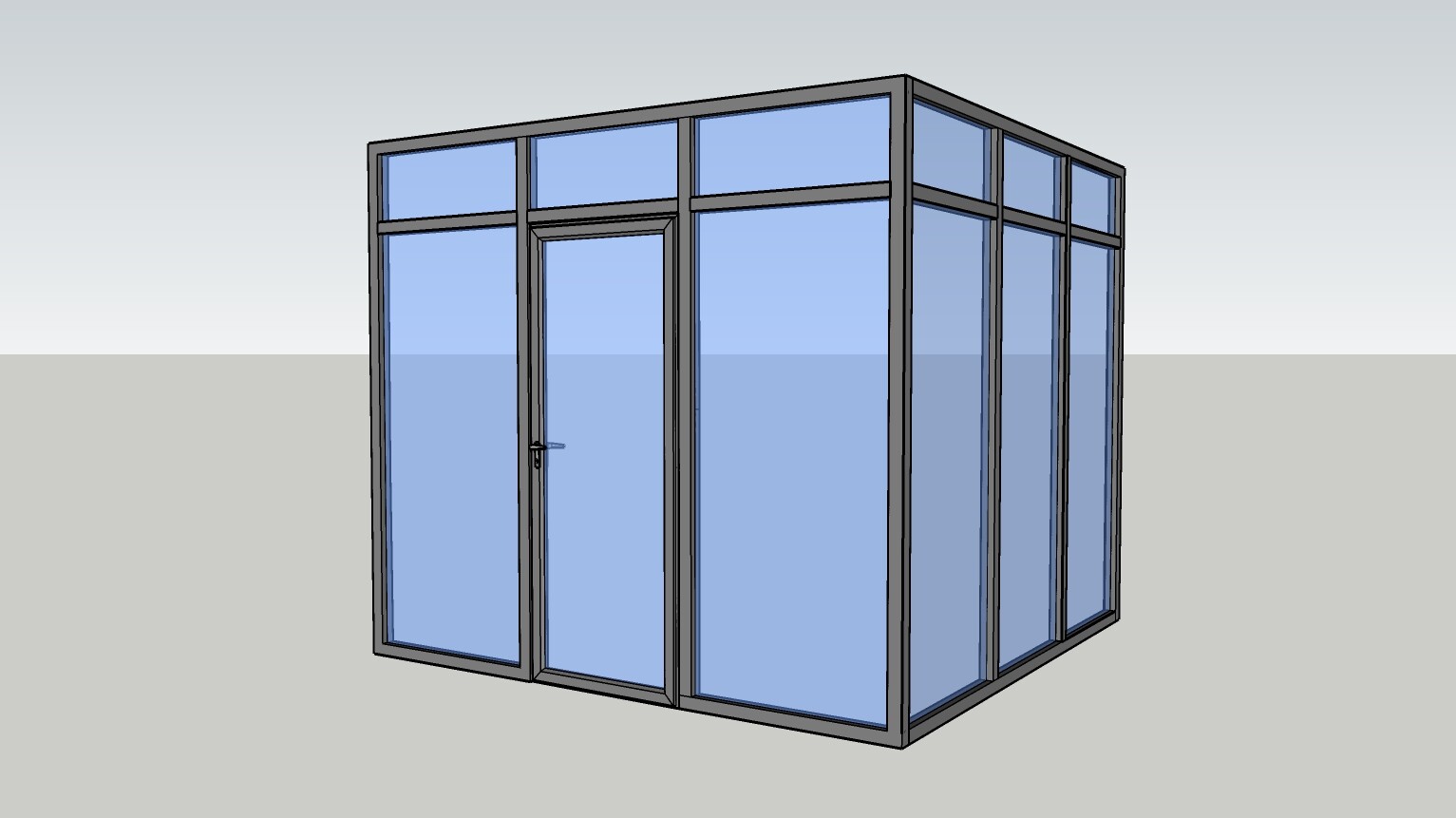 CGP Glass Aluminum 2Wall Office Partition System w/Door 15’x6’x9′ Clear Anodized