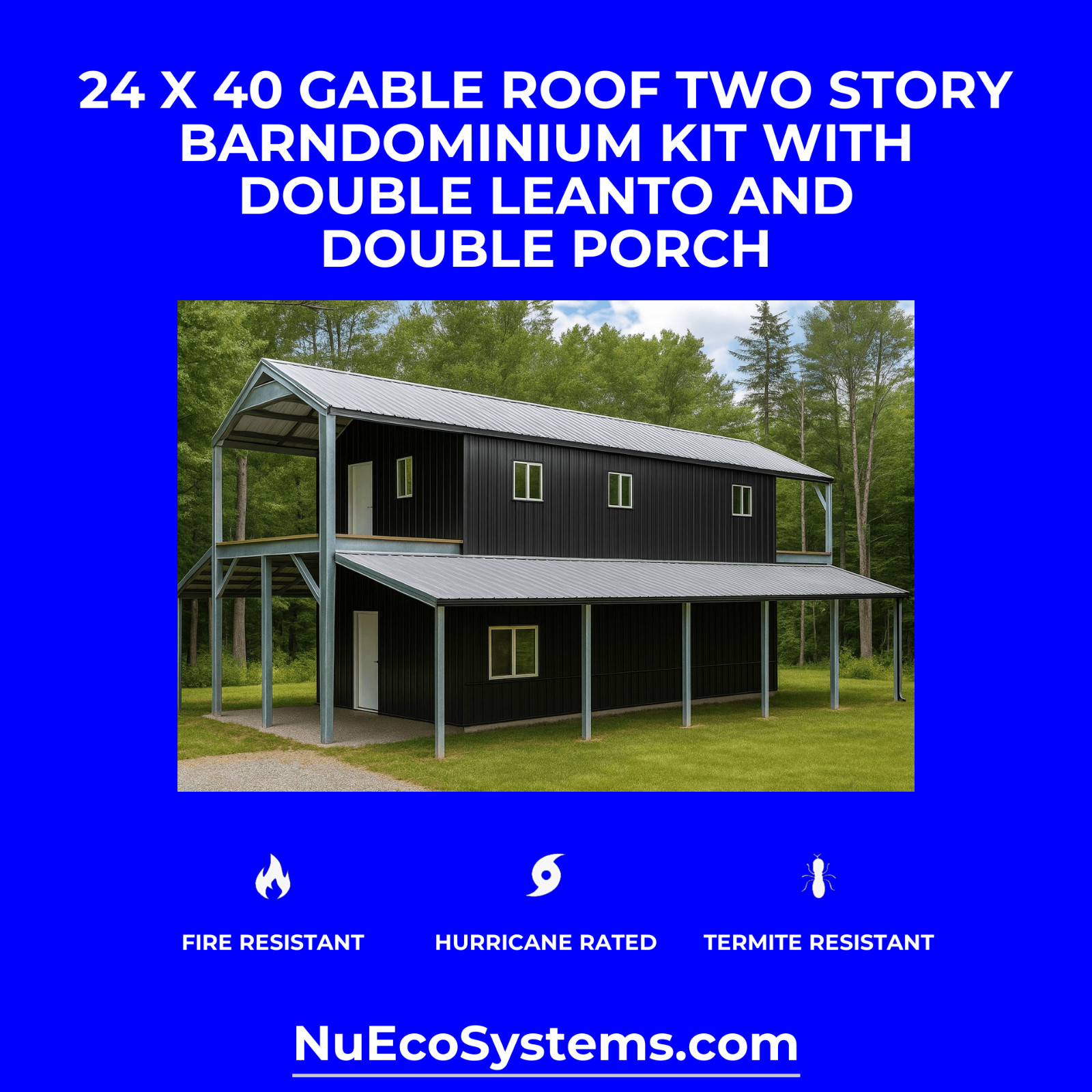20 X 50 FLORIDA HURRICANE RATED 2 Story Leanto Galvanized Steel Barndominium Kit
