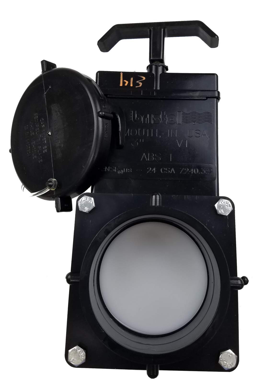 Bristol 3″ Hub x Lug RV Dump Valve, Black ABS, Gate 3 inches,