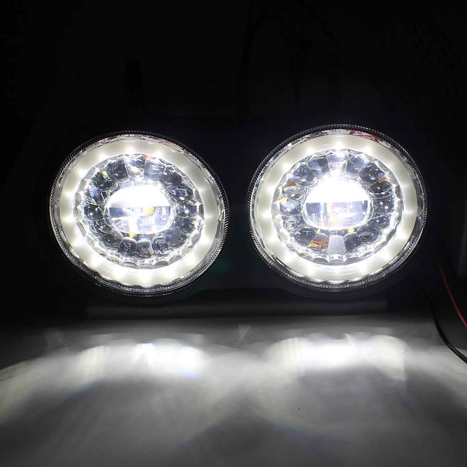 Buell XB Led Headlight Motorcycle Projector Dual Lights with Halo White DRL F…