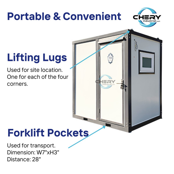 86″x64.6″x93″ Portable Toilet w/ Shower Curtain Restroom Bathroom Mobile Toilet