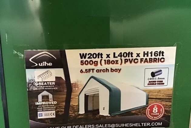 NEW Suihe PVC Fabric Shelter Tent Storage Workshop Building 20’xL40’x16′