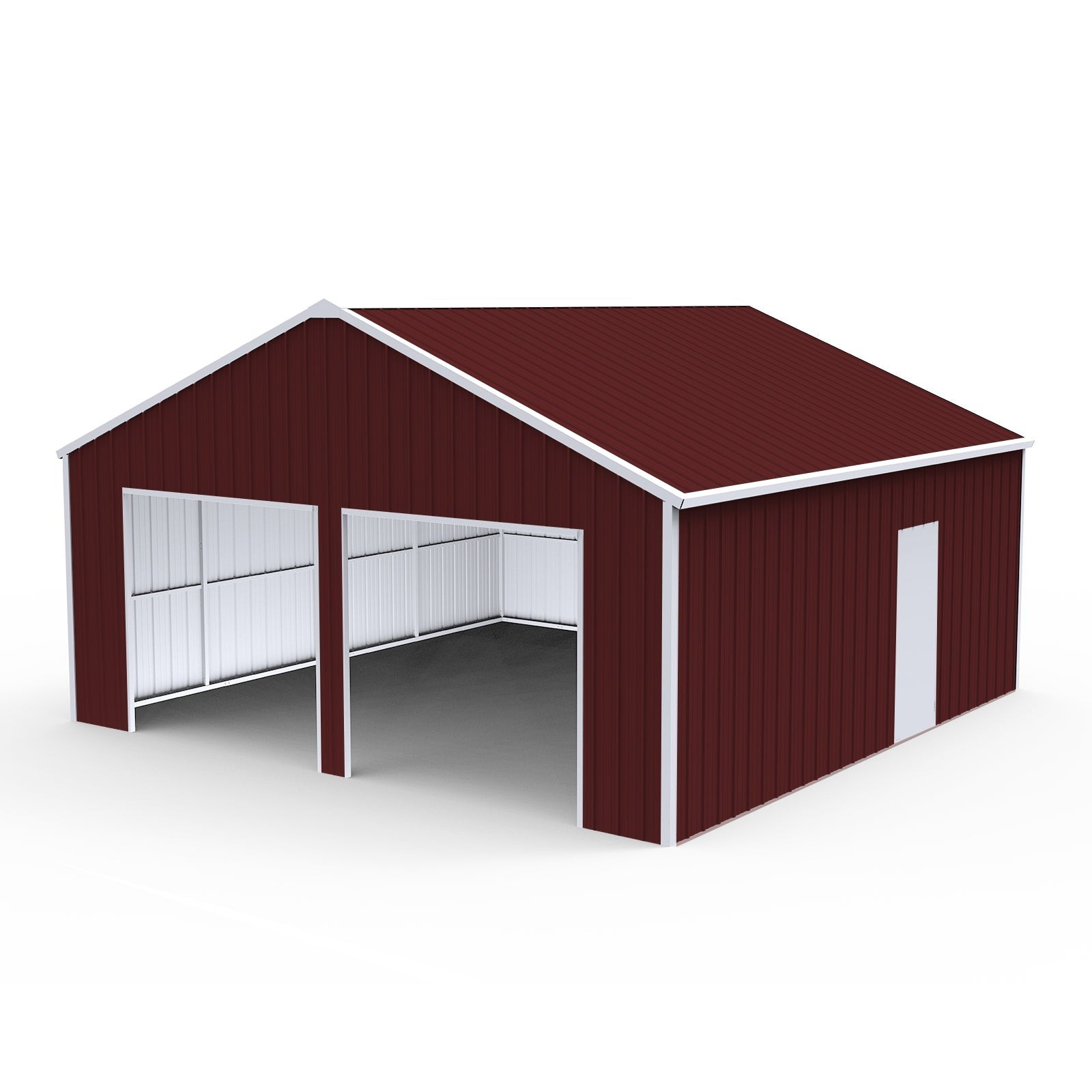 45′ x 25′ Metal Car Garage/Outdoor Storage Shed Galvanized Steel Barn Dark-Red