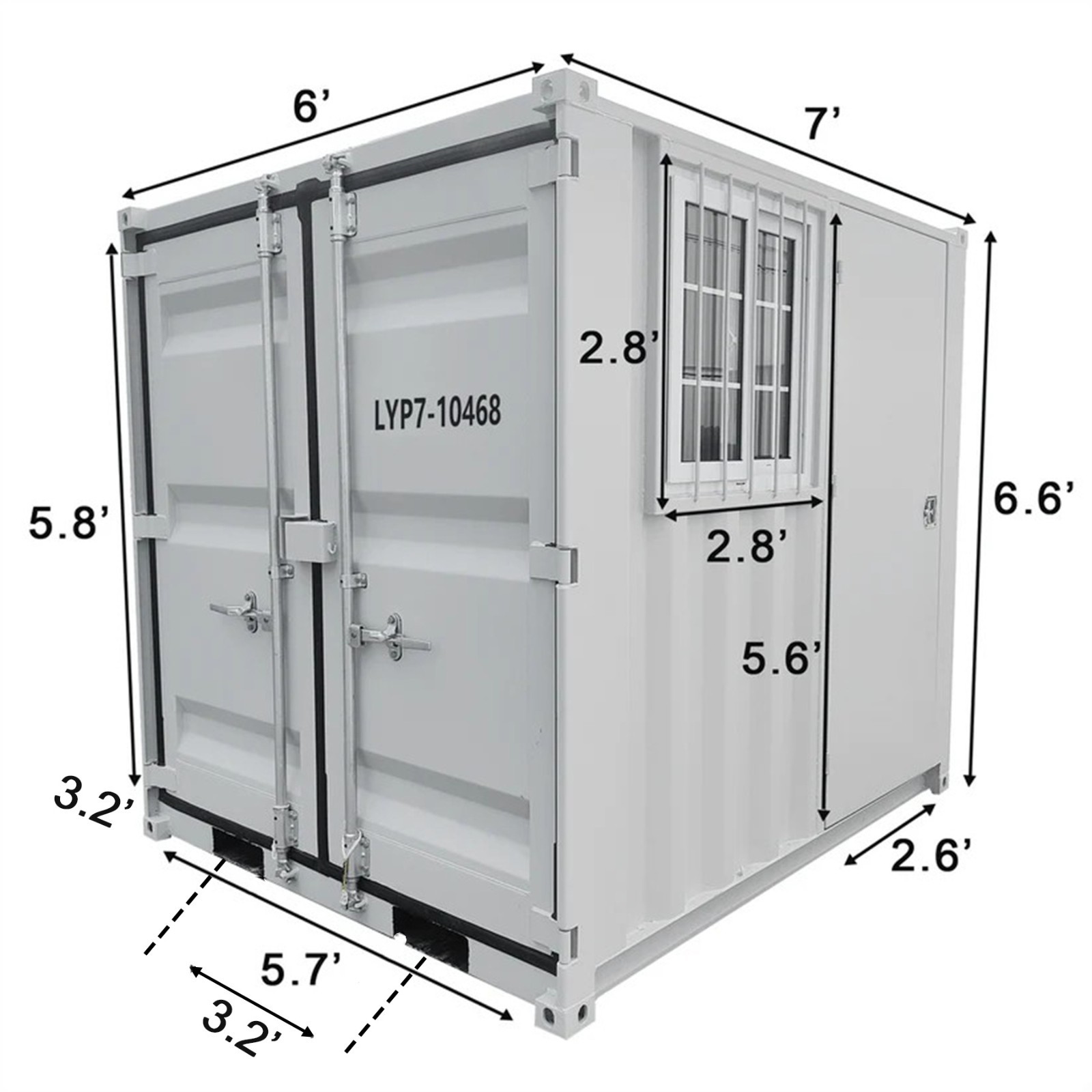 7FT Cubic Shipping Container | Lockable Door & Window | Portable Office | Storag