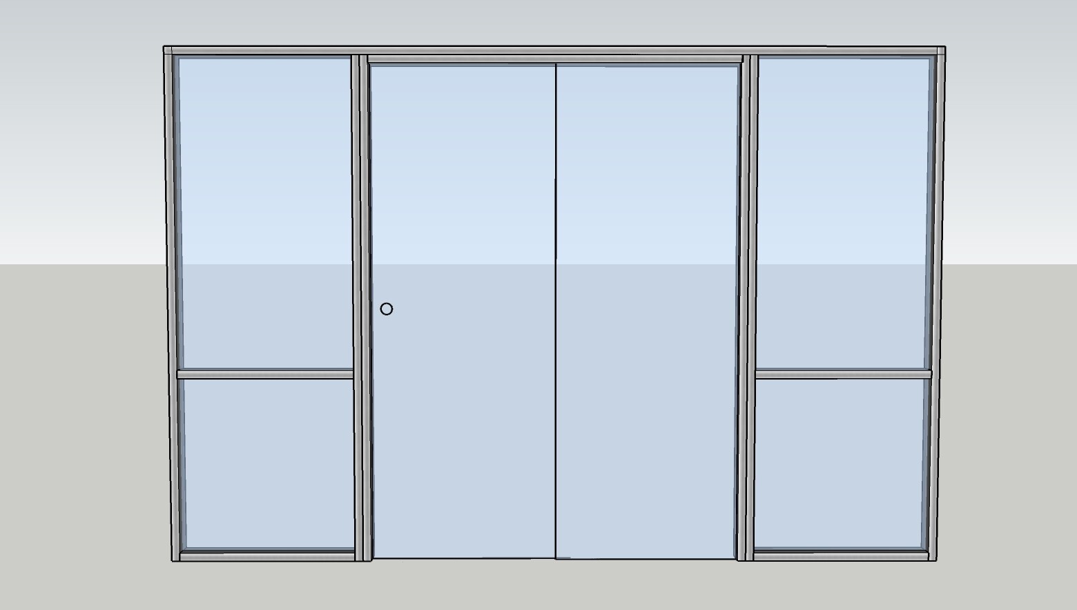 CGP Single-Slide Door System, Glass Aluminum Wall 12′ x 8′, Clear Anodized