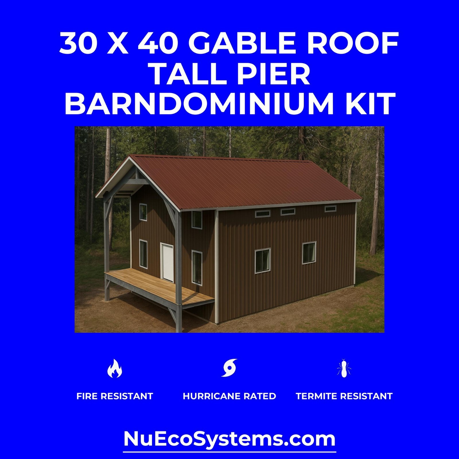 FLORIDA & TEXAS HURRICANE RATED Gable Tall Galvanized Steel Barndominium Kit