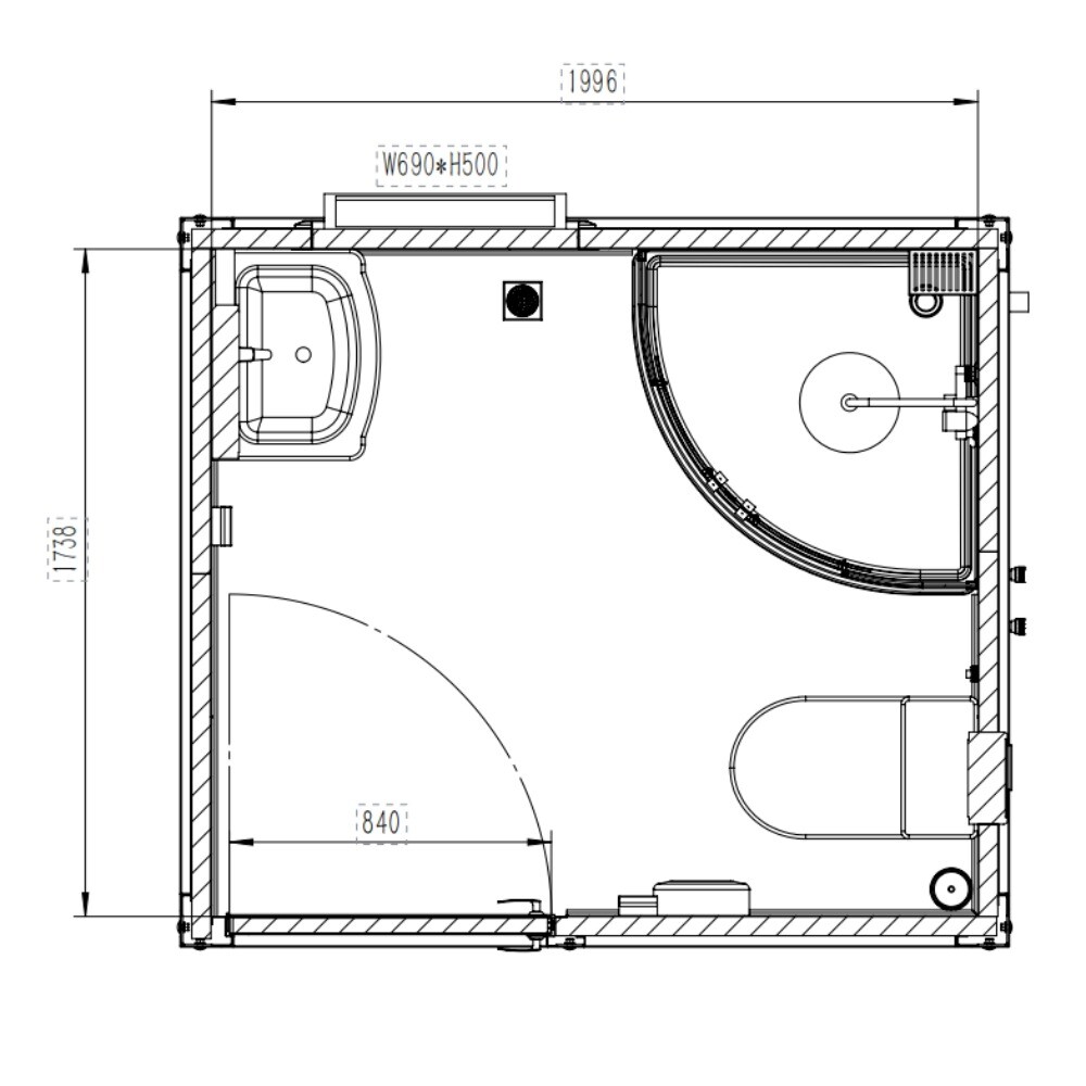 Portable Restroom Bathroom Mobile Toilet w/Shower Upgrade Acrylic Fanshaped Door