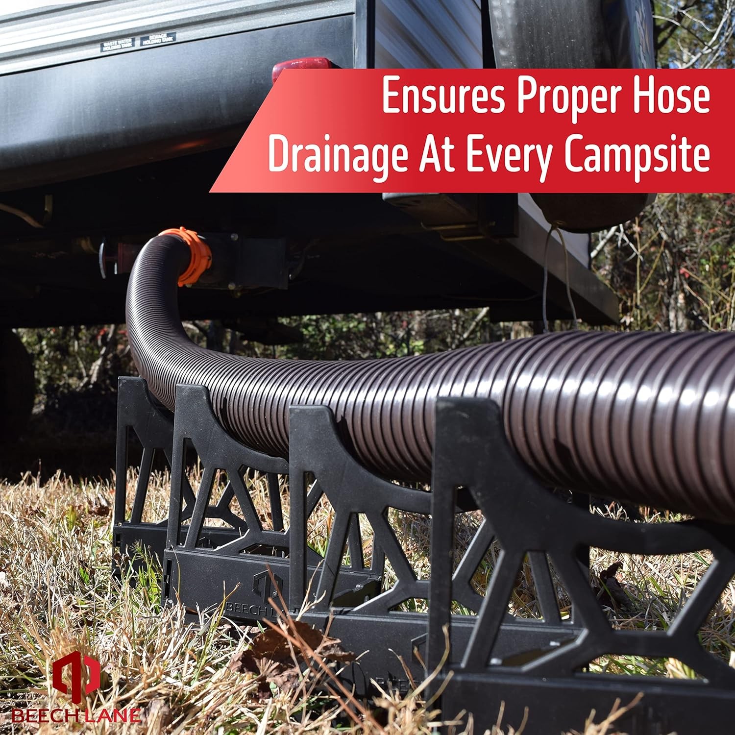Beech Lane 20 Foot RV Sewer Hose Support with Clip On Accessory Feet 20 FT