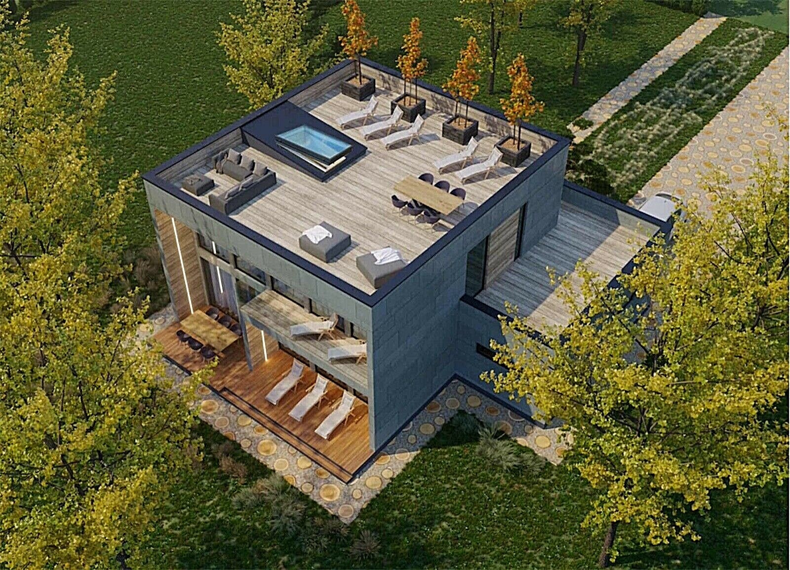 2690 SQ.FT ECO SOLID TIMBER AIRTIGHT PANEL HOUSE KIT. MASS WOOD CLT HOME, PREFAB
