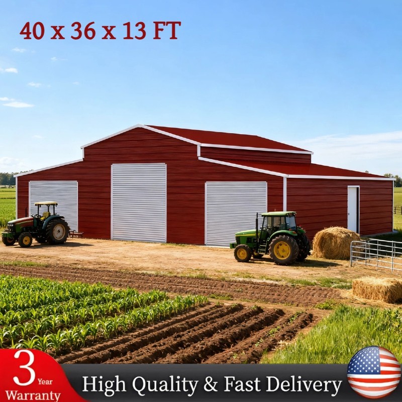 42’x30’x13′ Metal Garage Shed Barn Outdoor Storage Heavy Duty Galvanized Steel
