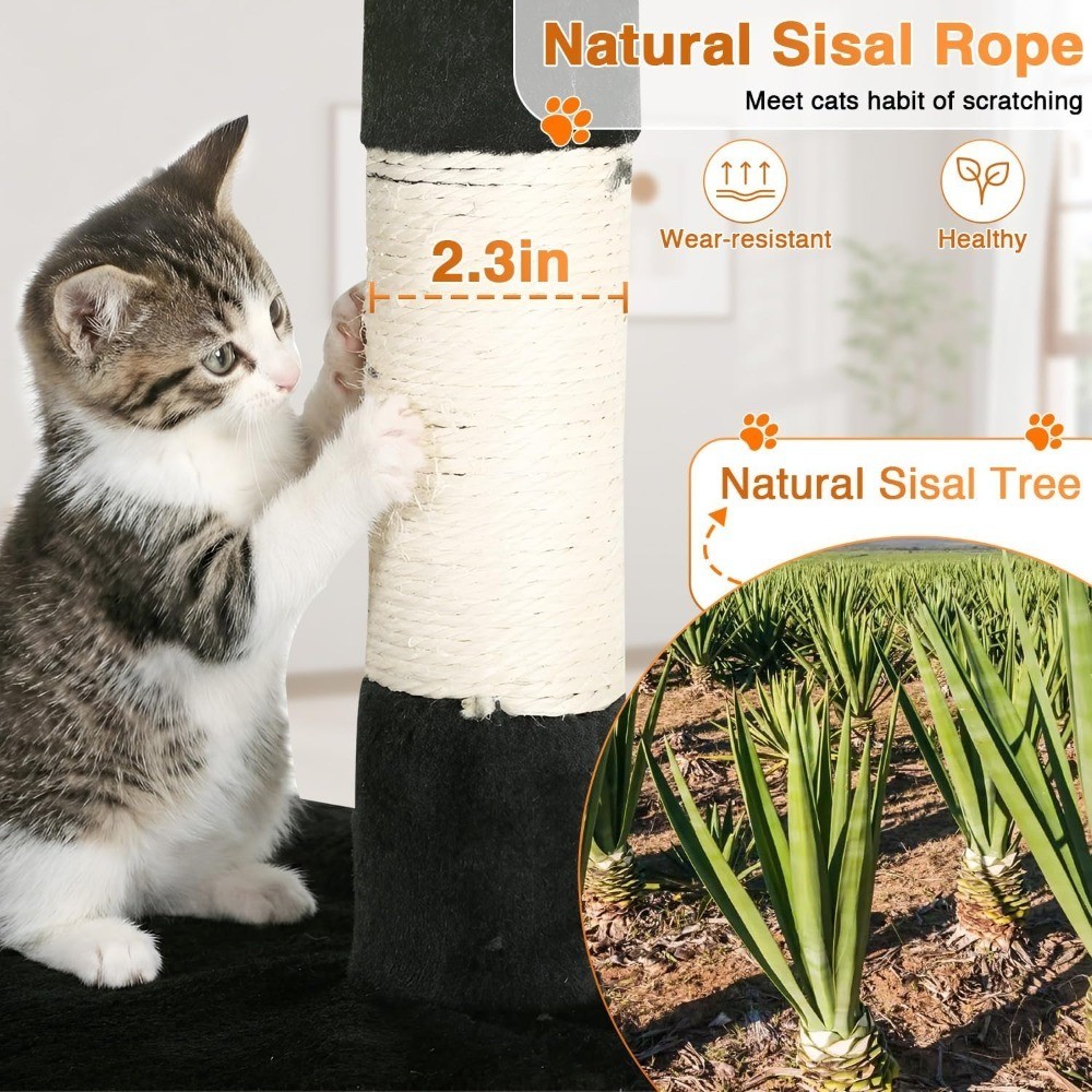 Multi-Level Cat Tree Tower Condo with Sisal Scratching Posts Plush Perches