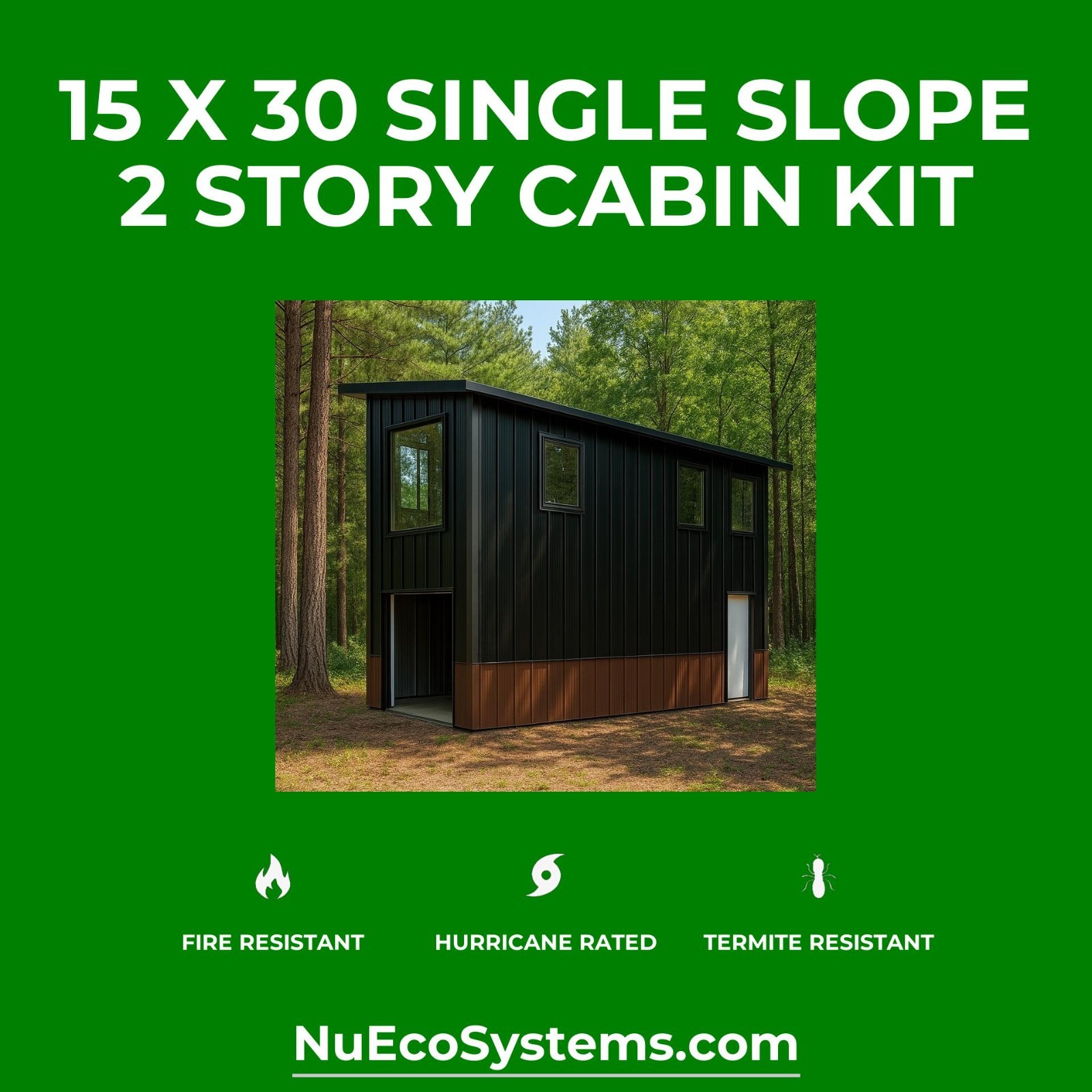 U.S. Made 20 x 30 Galvanized Steel On & Off Grid Cabin Kit Covered Patio