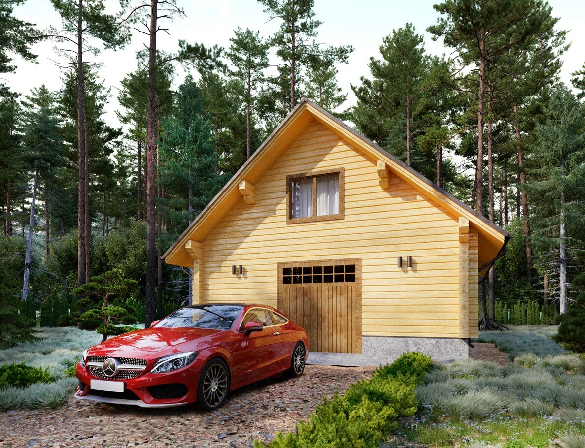 LOG GARAGE KIT LH_BG-80 ECO FRIENDLY WOOD PREFAB DIY BUILDING CABIN HOME MODULAR